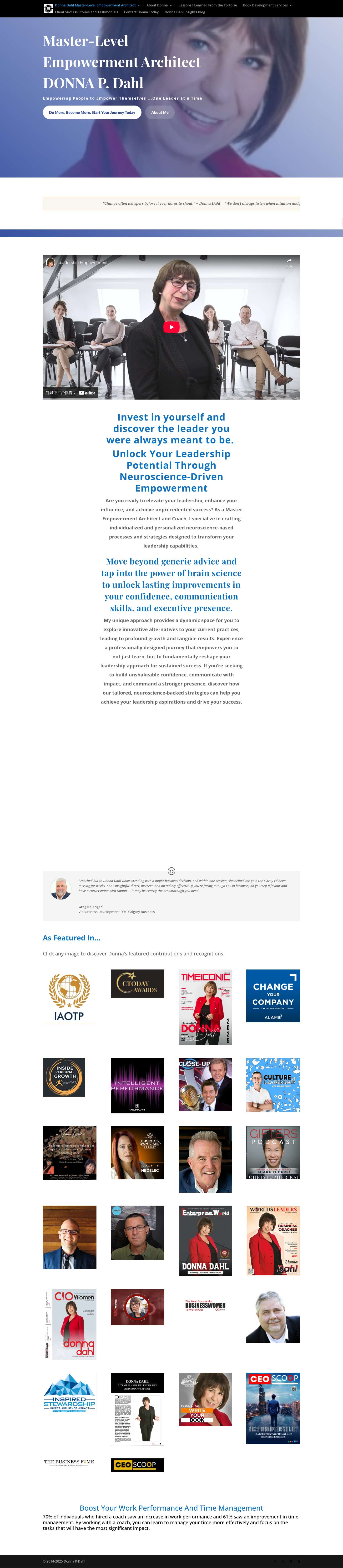 Donna P. Dahl: Empowerment & Leadership Coach | Author | Speaker – Elevate Your Leadership: Expert Coaching & Strategies - Full Screenshot