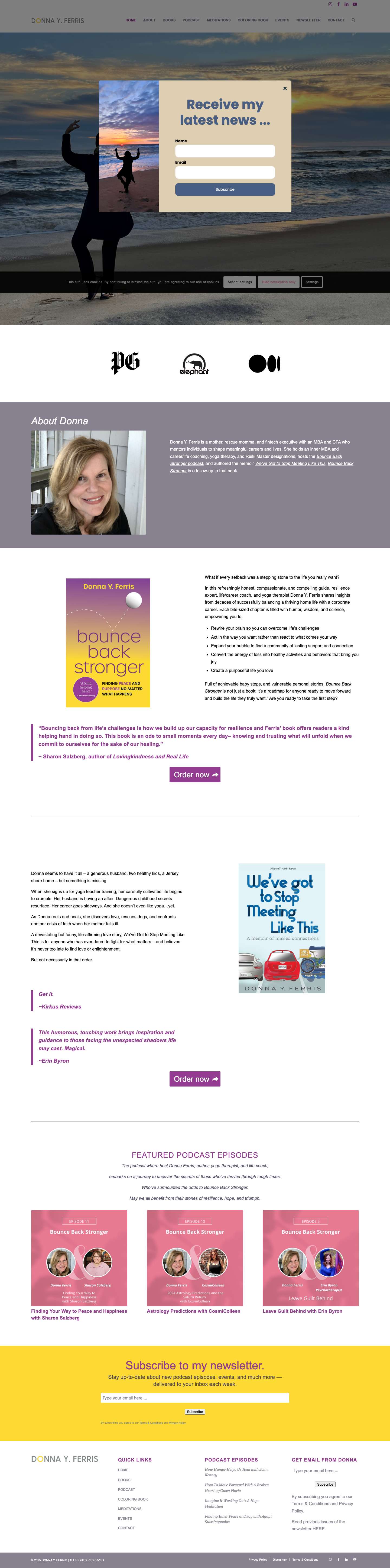 Donna Ferris: author, podcaster, life coach, yoga instructor - Full Screenshot