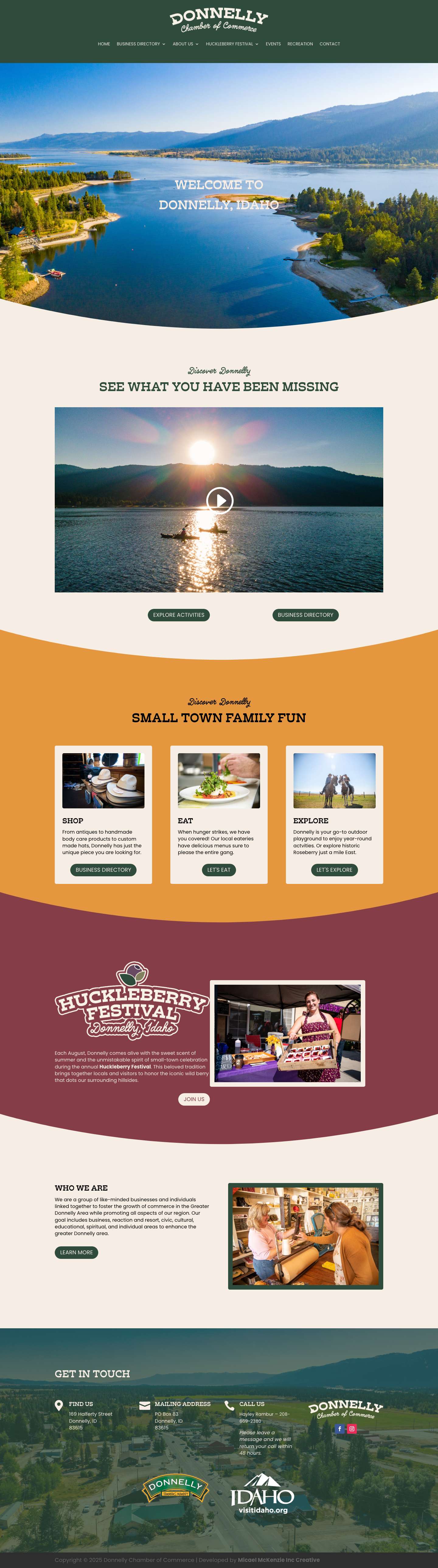 Greater Area Donnelly Chamber of Commerce | Serving Donnelly Idaho - Full Screenshot