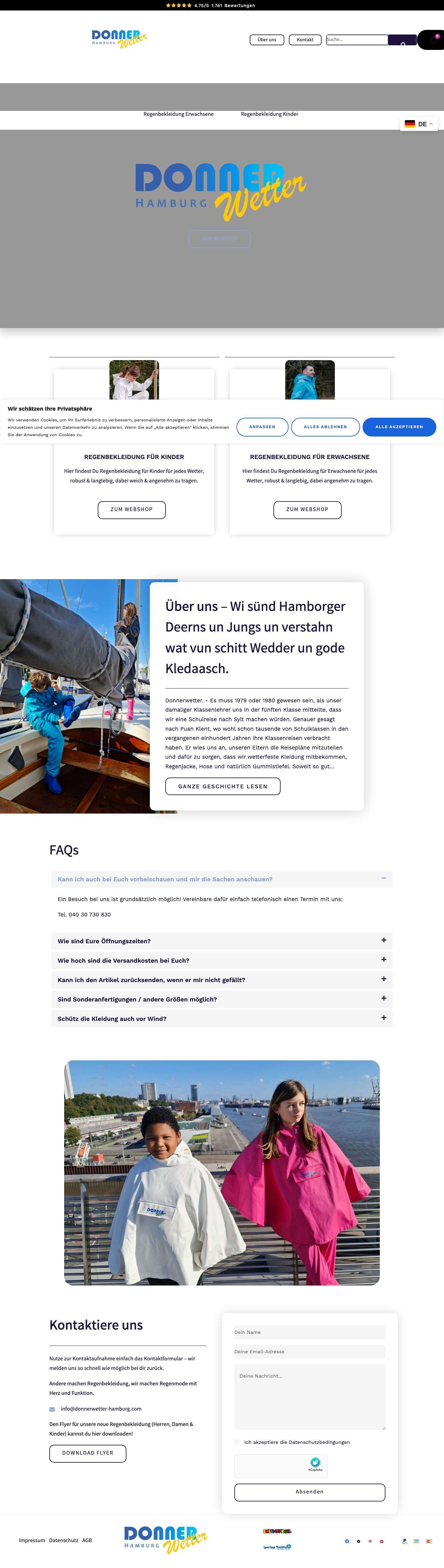 Regenbekleidung & Segelkleidung Online Kaufen - Full Screenshot