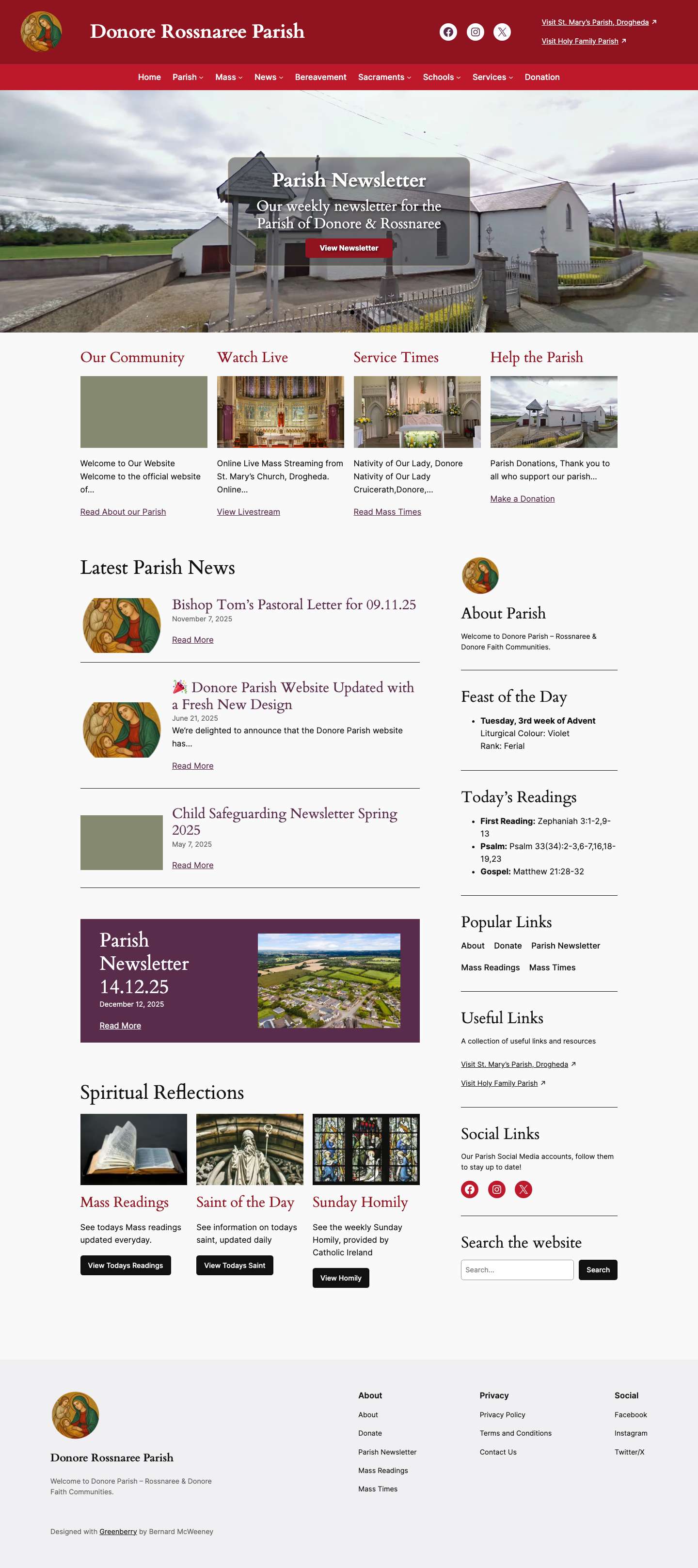 Donore Rossnaree Parish - Irish Catholic Community - Full Screenshot