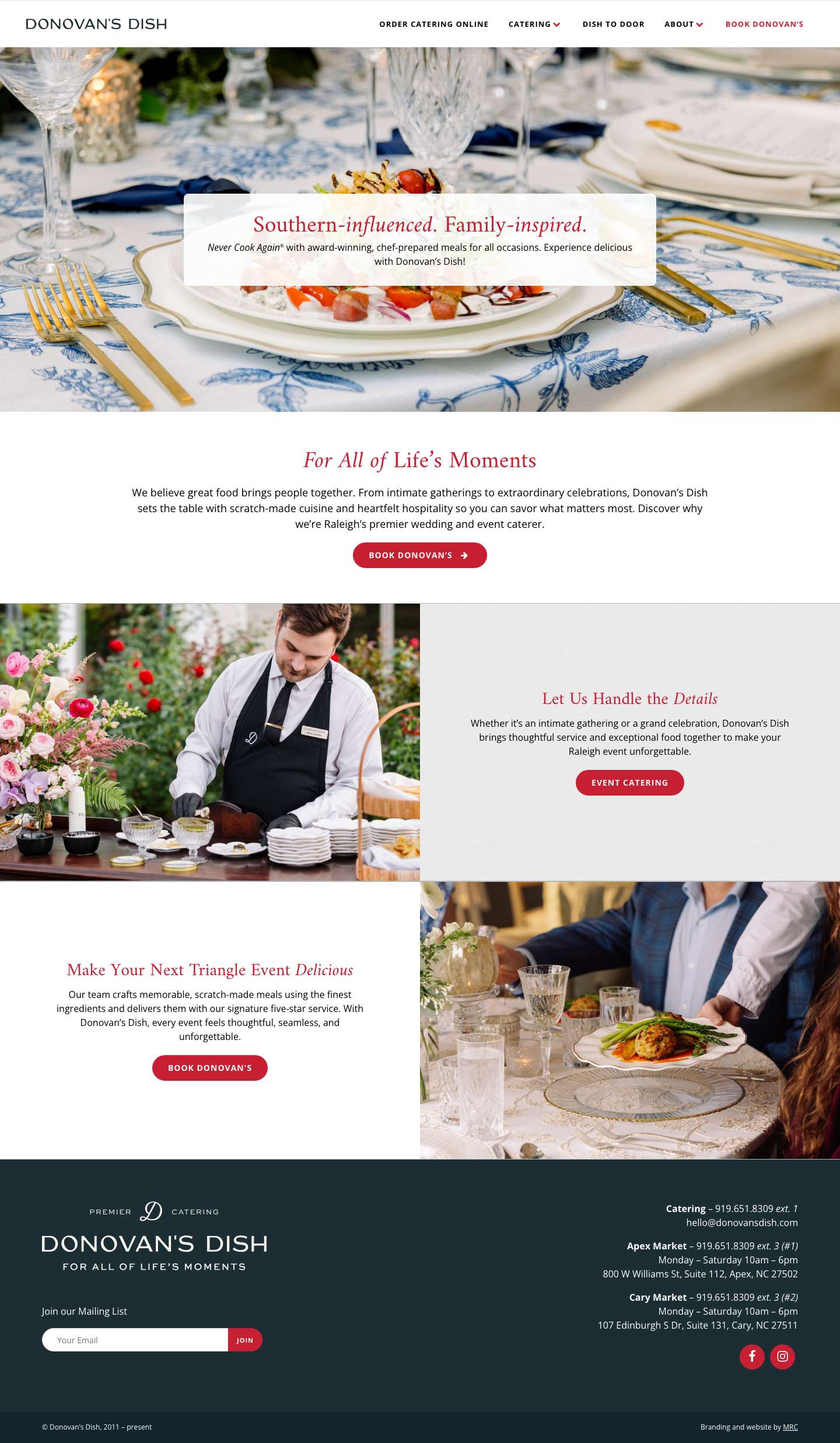Award-winning Catering, Meal Delivery & Markets - Never Cook Again, Raleigh! - Full Screenshot