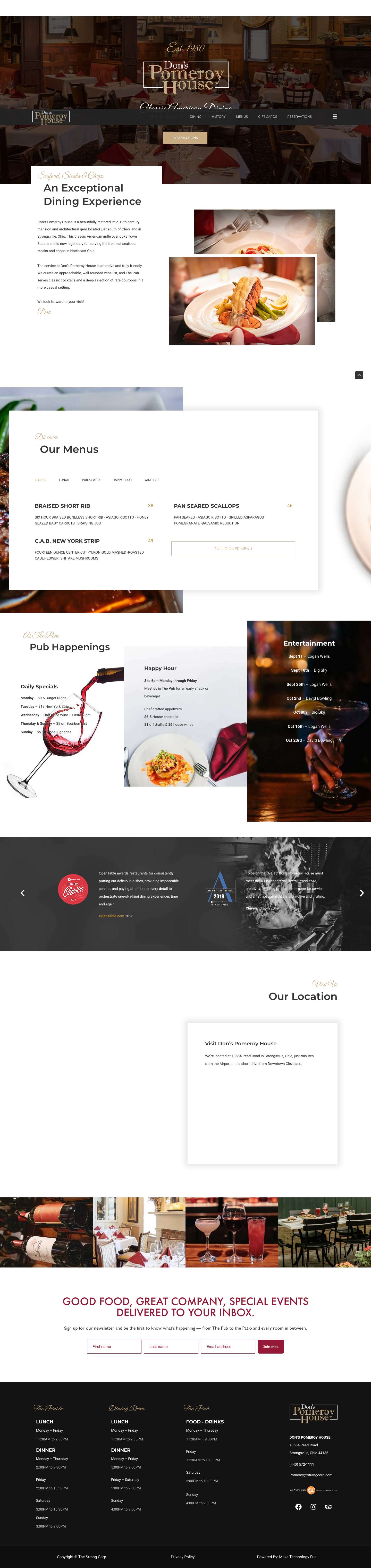 Don's Pomeroy House – Strongsville, Ohio – Steaks, Chops & Fresh Seafood - Full Screenshot