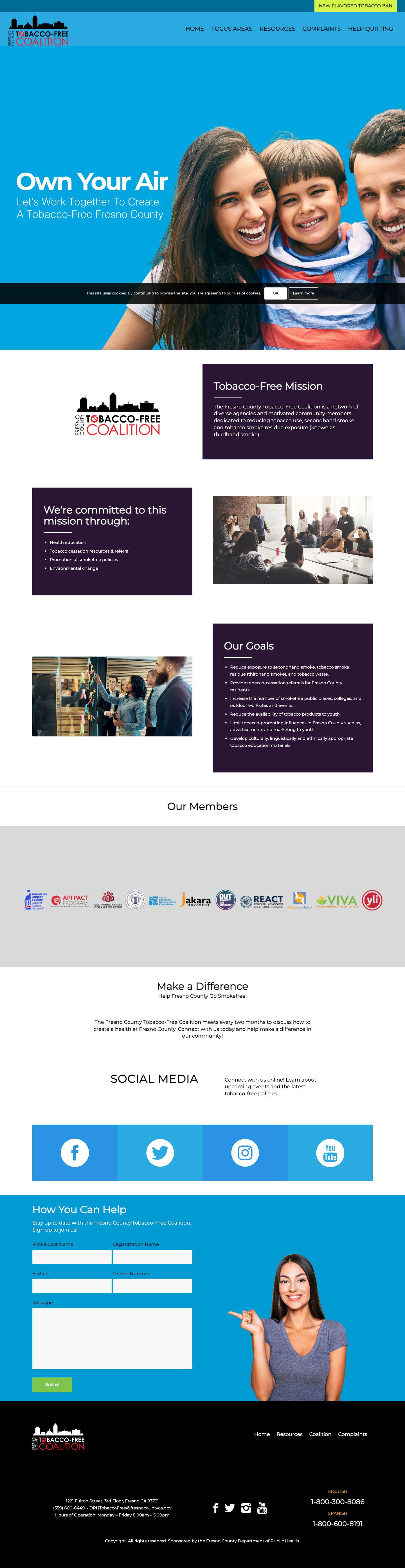 Fresno County Tobacco-Free Resources, Secondhand Smoke & Vaping Prevention - Full Screenshot