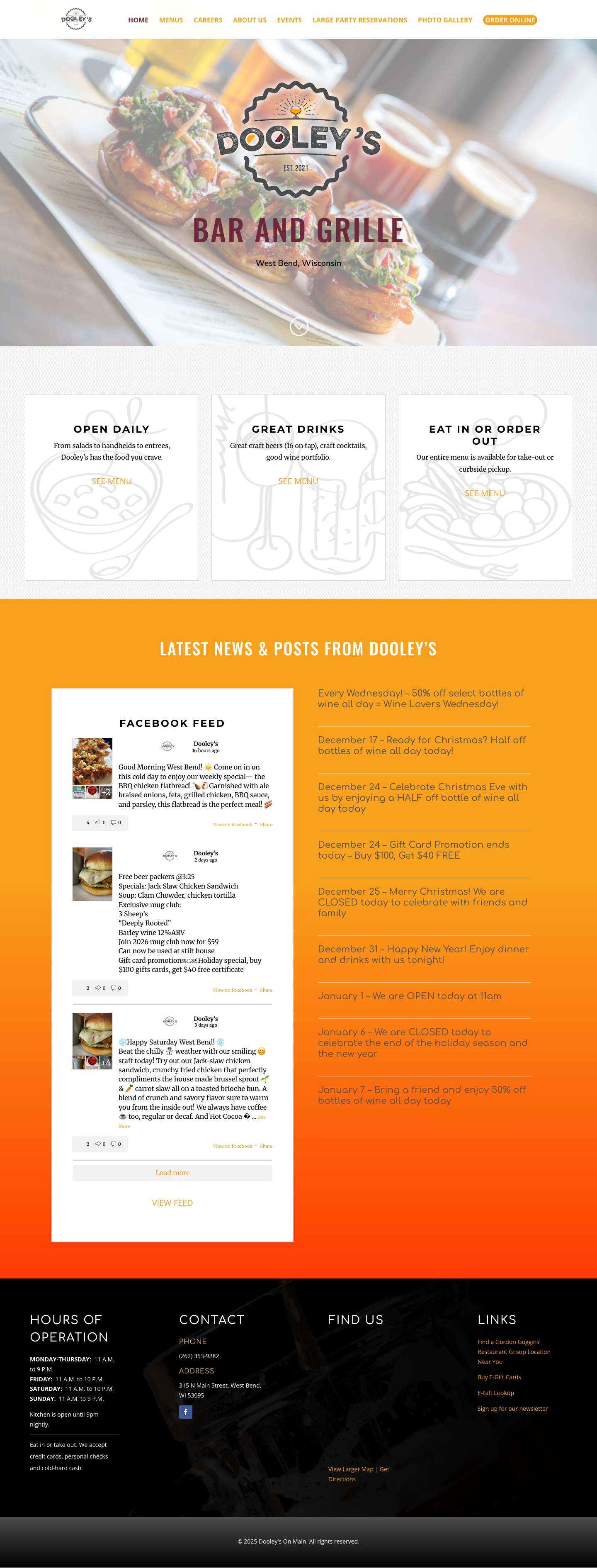 Home - Dooley's on Main - Full Screenshot