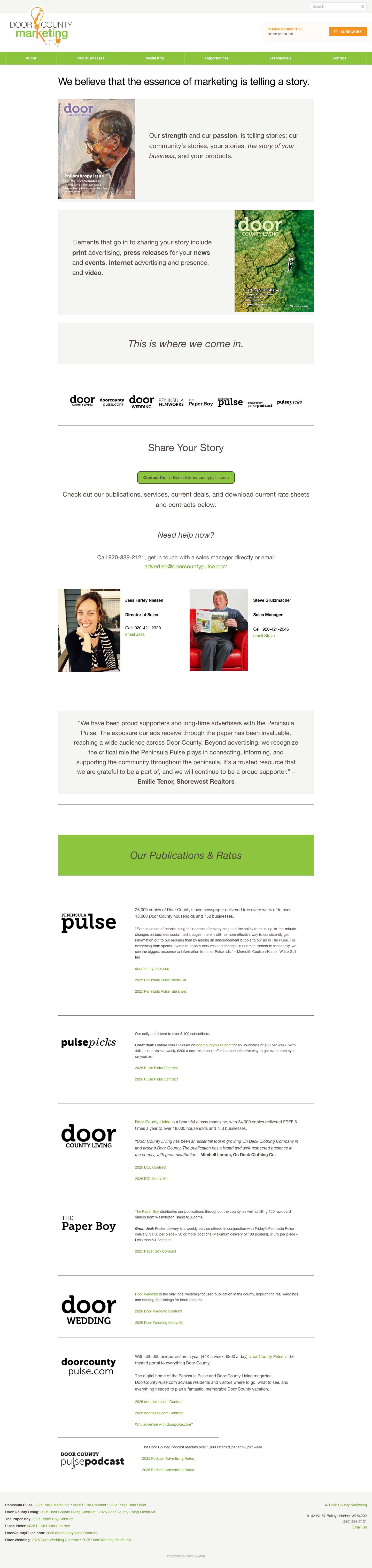 We believe that the essence of marketing is telling a story. - Door County Marketing - Full Screenshot