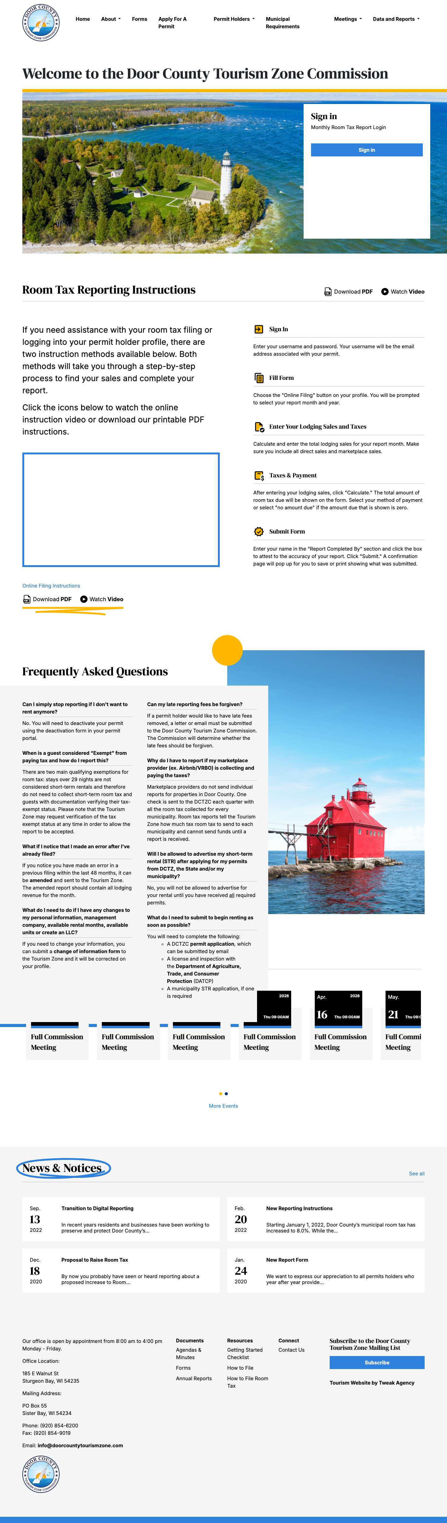 Door County Tourism Zone Commission - Full Screenshot