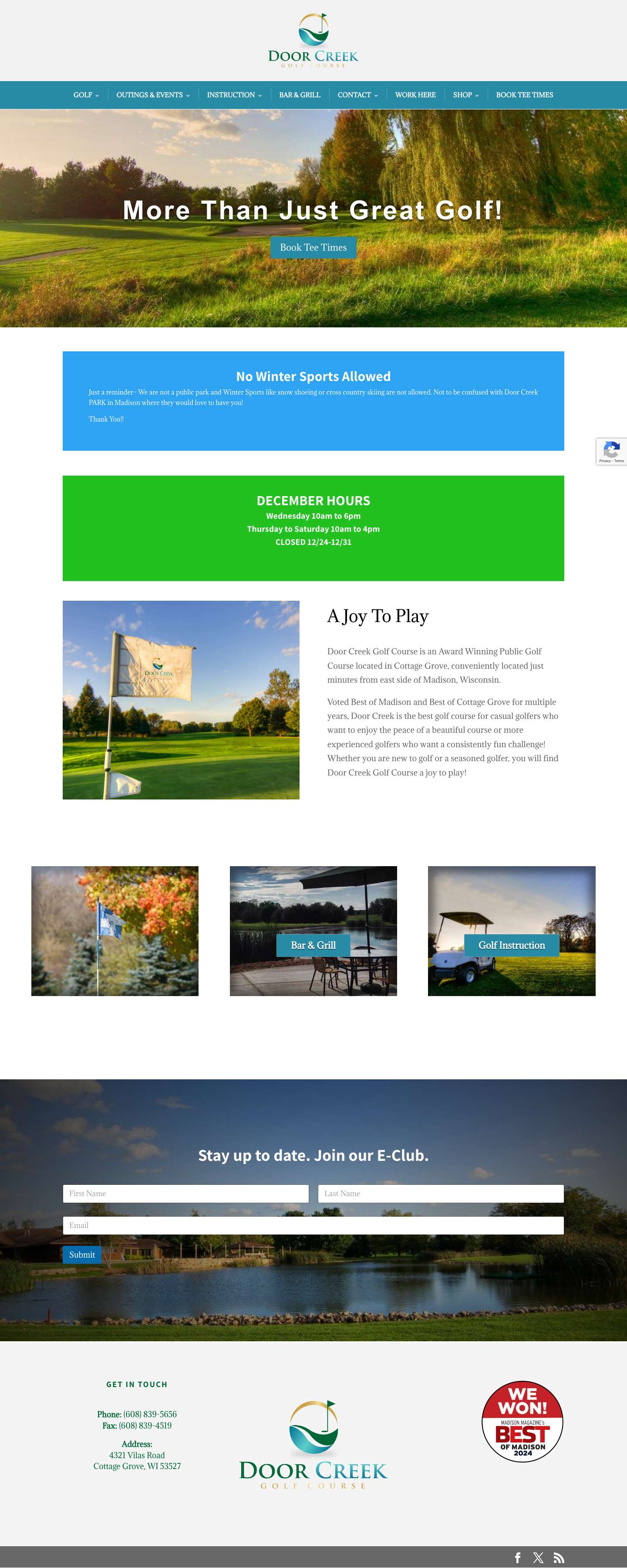 Door Creek Golf Course | Golf Course Outside Madison, WI - Full Screenshot