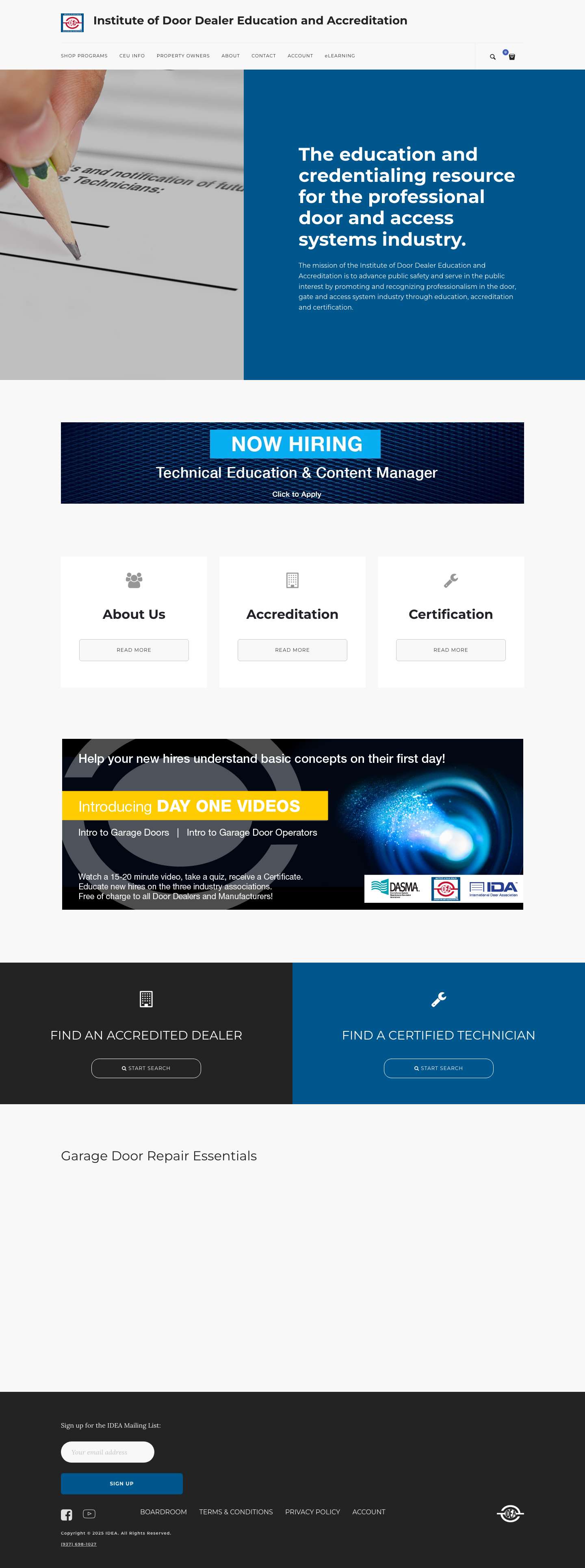 Home - Institute of Door Dealer Education and Accreditation - Full Screenshot