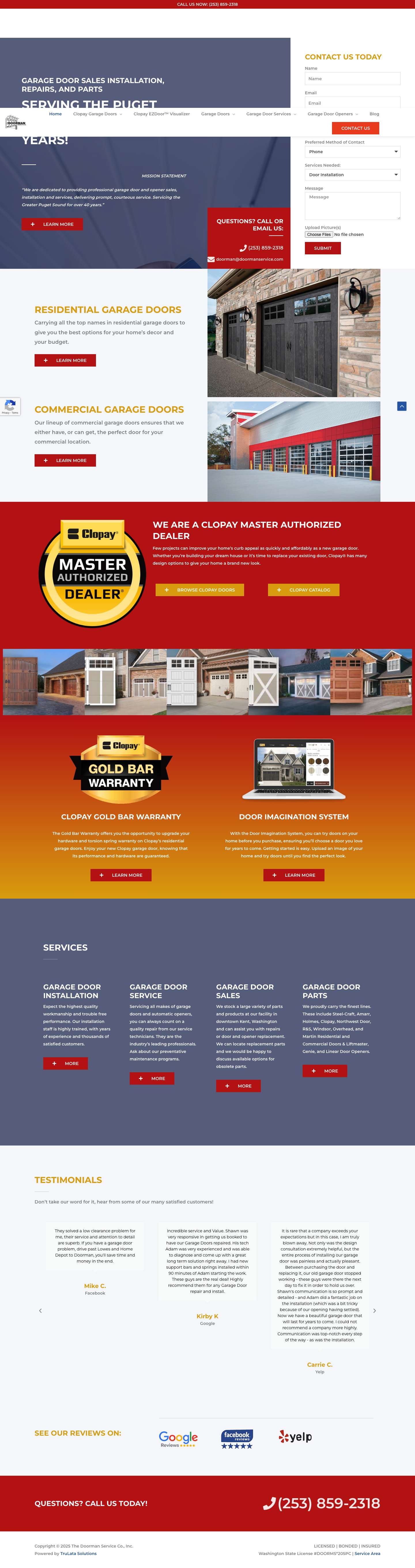 Garage Door Services Kent, WA | Door Installation, Repair in Greater Puget Sound - Full Screenshot