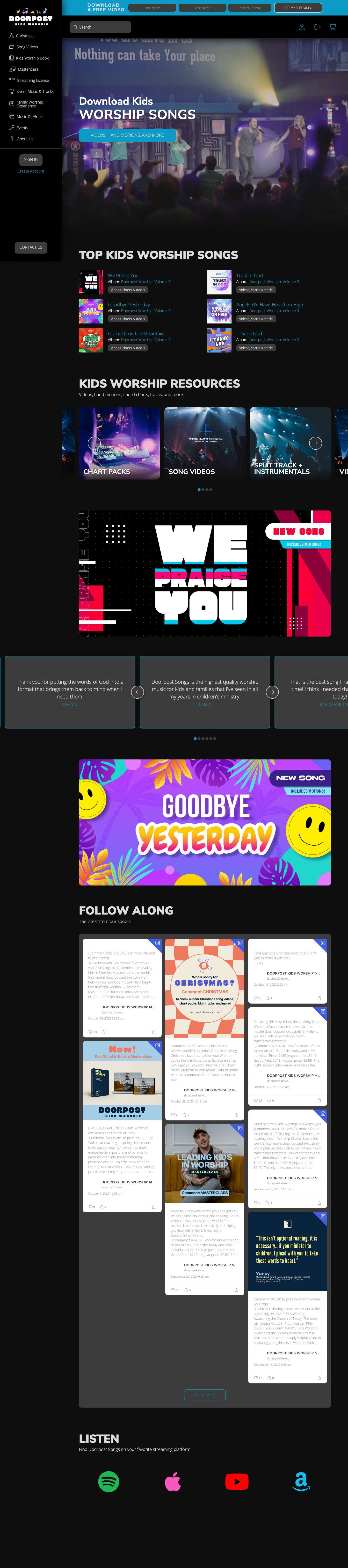 Kids Worship Music » Doorpost Kids Worship - Full Screenshot