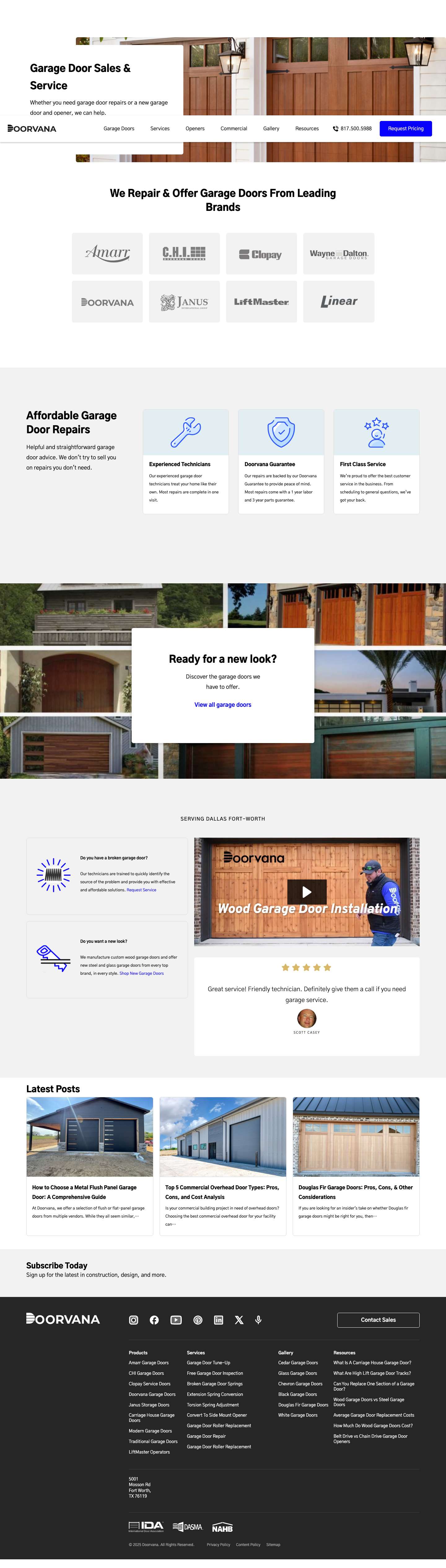 Fort Worth and Dallas Garage Door Repair | Doorvana Garage Doors - Full Screenshot