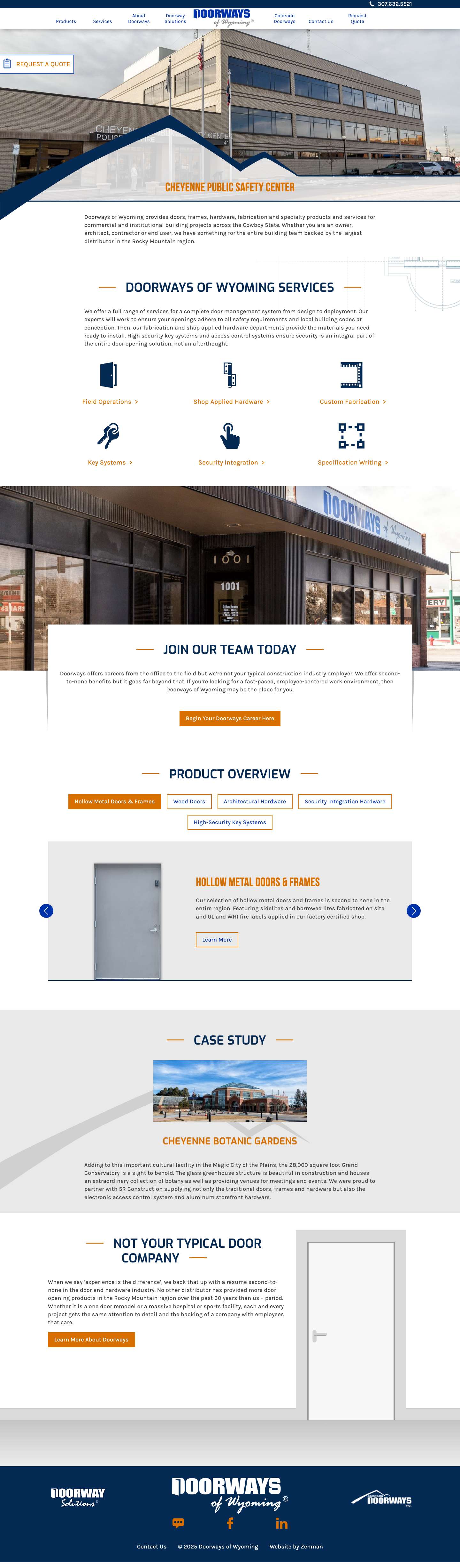 Commercial metal doors & frames, wood doors, architectural hardware - Doorways of Wyoming - Full Screenshot