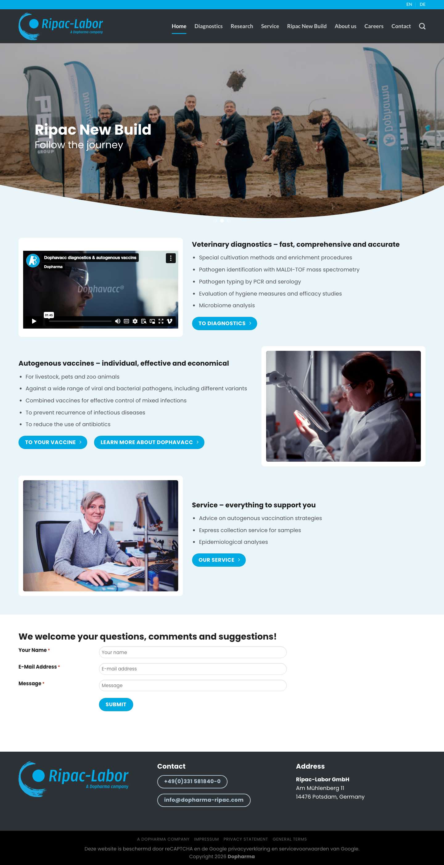 Home - Ripac Labor - A Dopharma Company - Full Screenshot