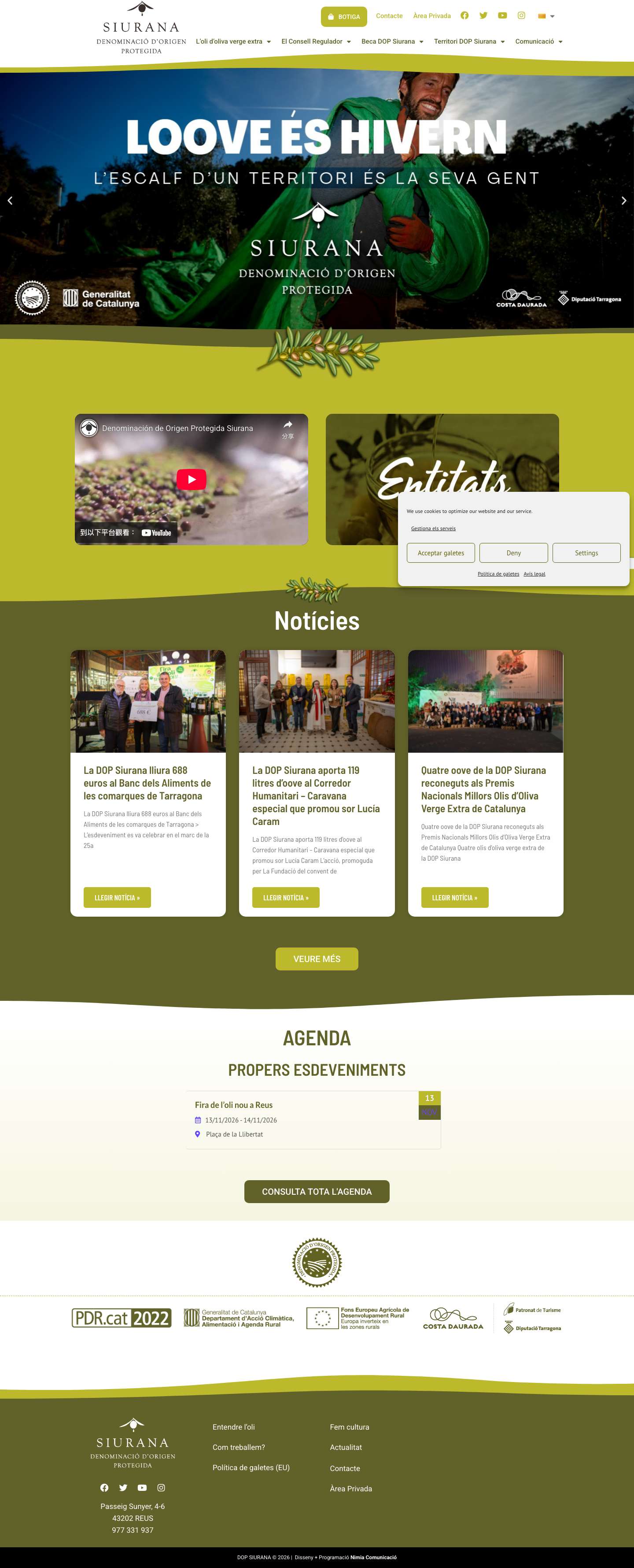 Inici - Denominació d'Origen Protegida Siurana - Qualitat i tradició - Full Screenshot