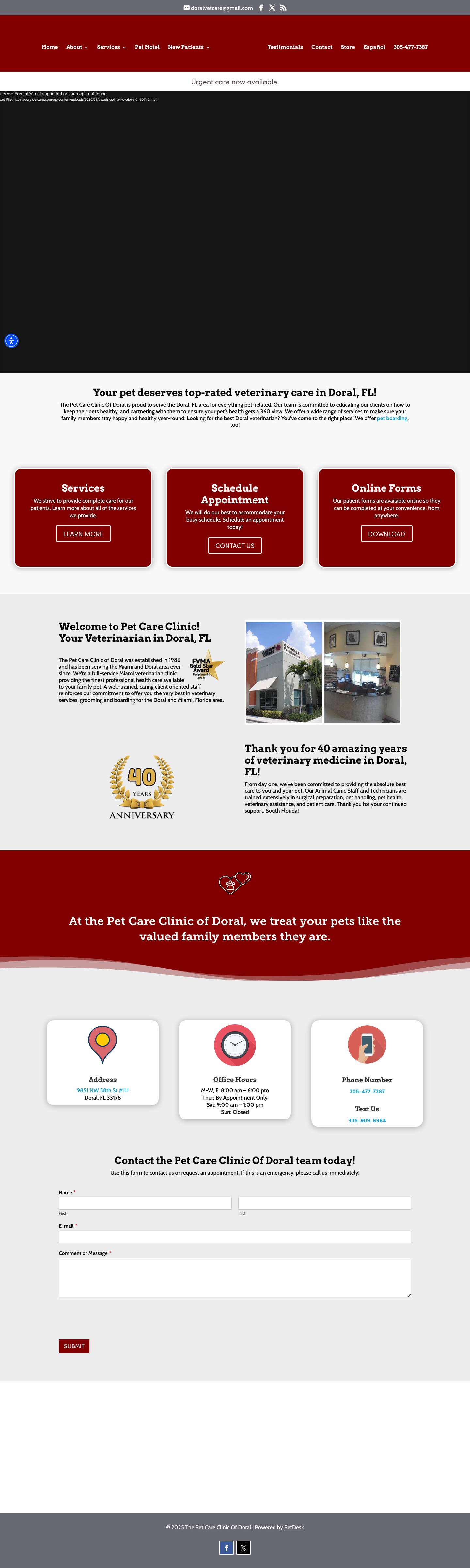 Best Doral, Florida Veterinarian | Pet Care Clinic Of Doral - Full Screenshot