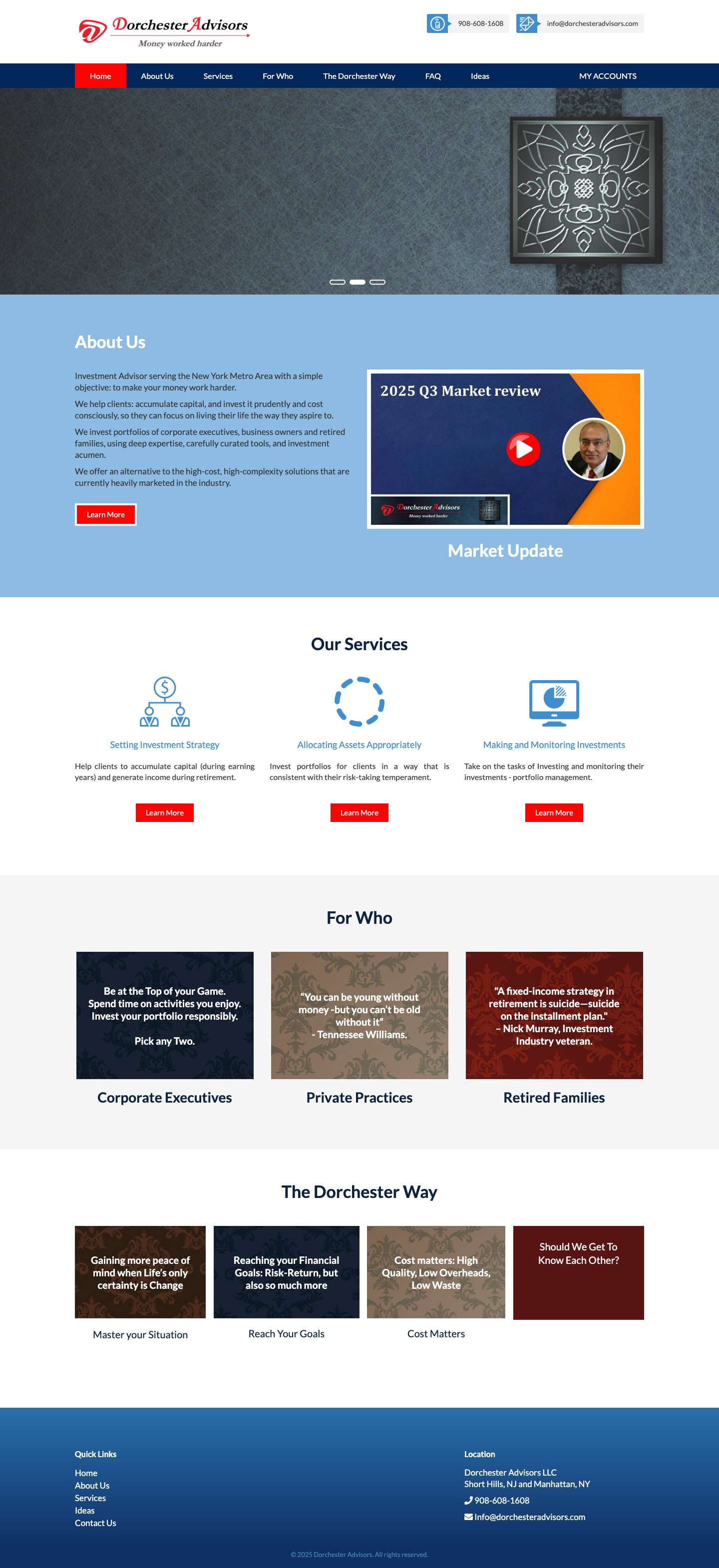 Dorchester Advisors - Money worked Harder - Full Screenshot