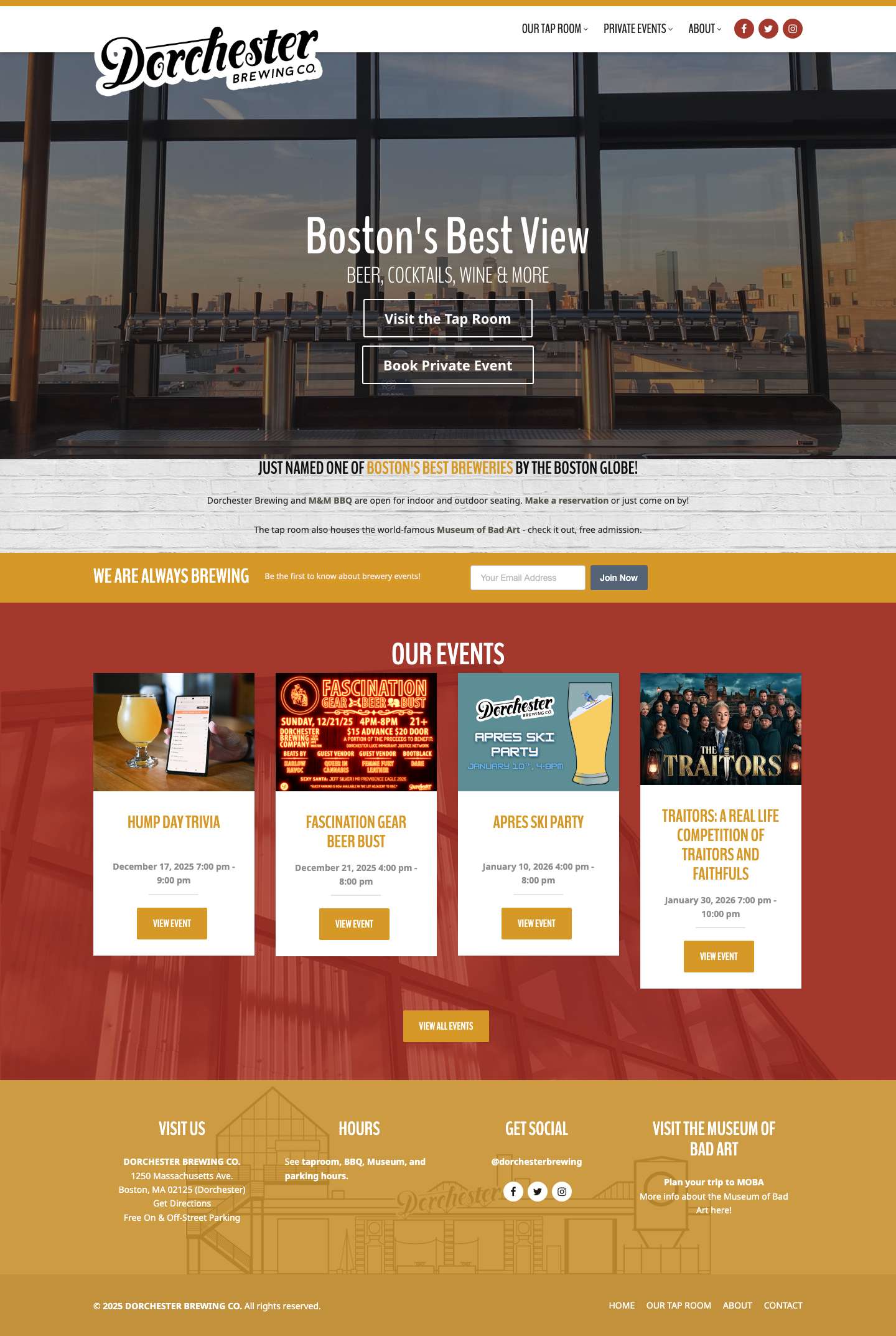 Drink Great Craft Beer and Cocktails in the Heart of Boston - Dorchester Brewing Co. - Full Screenshot