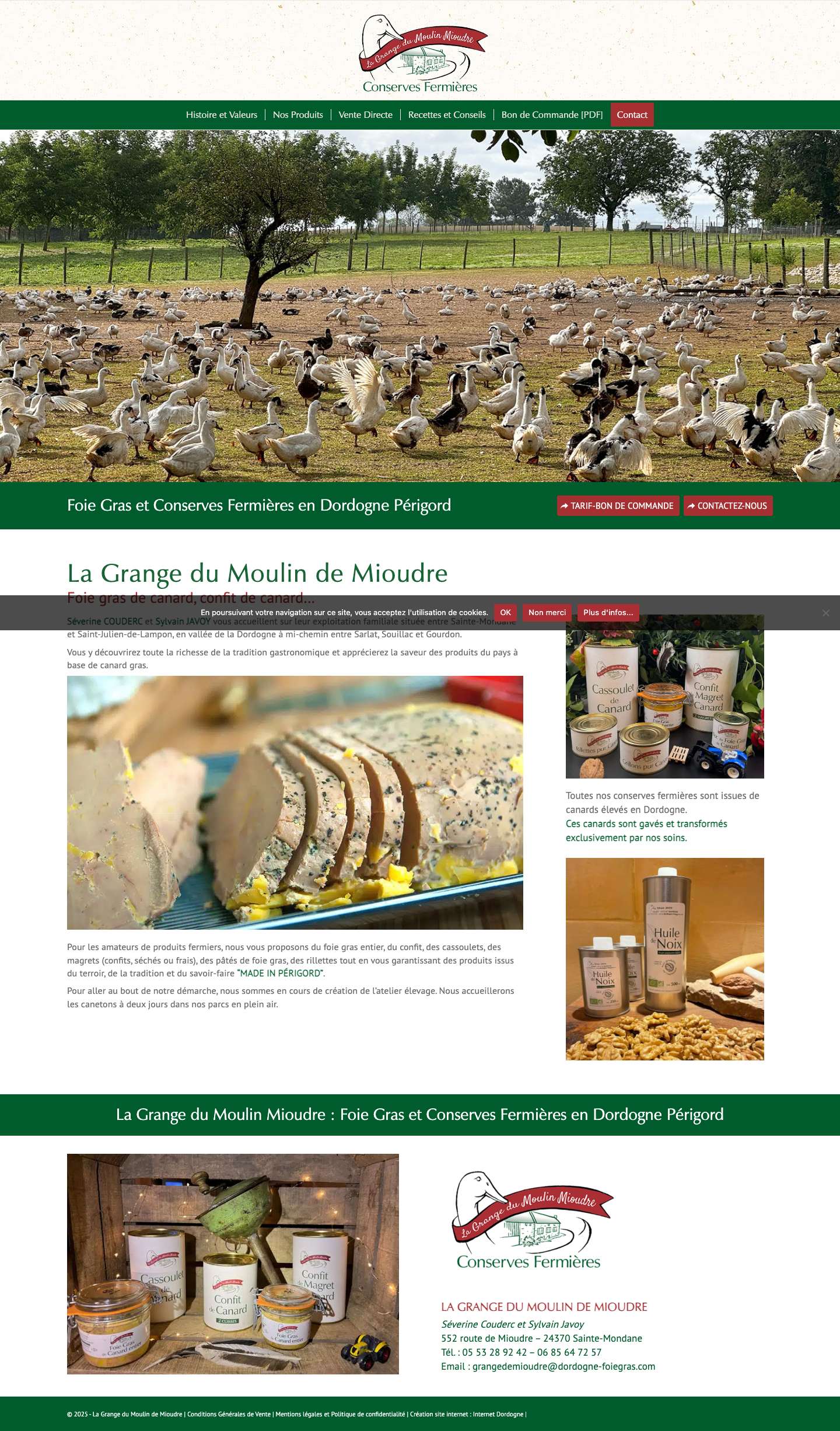 La Grange du Moulin Mioudre Foie gras en Dordogne Périgord - Full Screenshot