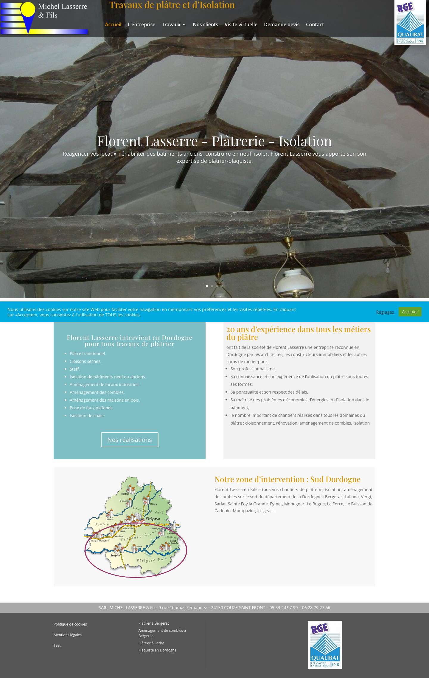 Accueil - Platrier et isolation en Dordogne - Full Screenshot