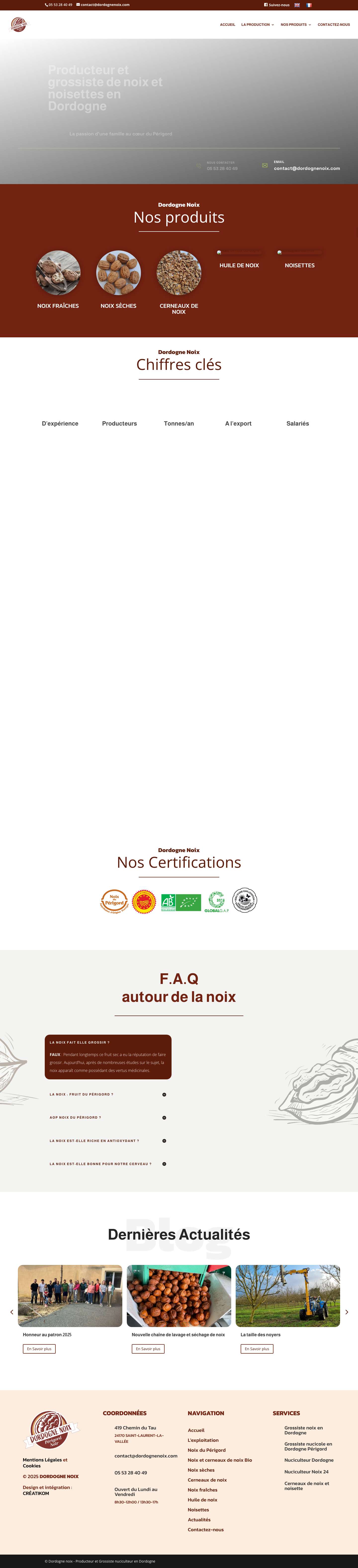 Grossiste noix et noisettes en Dordogne - Nuciculteur en Périgord - Full Screenshot