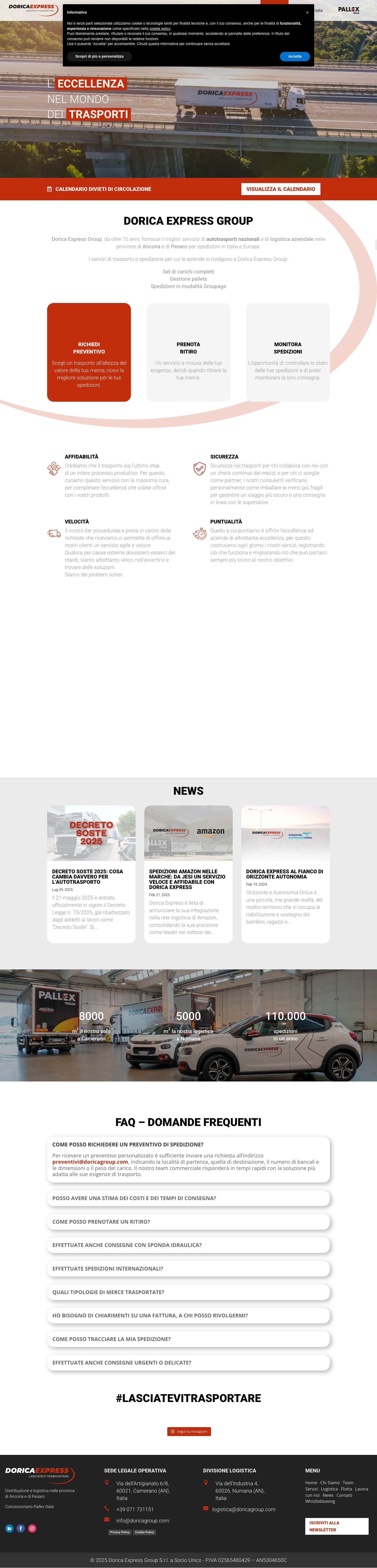 Dorica Express Group - Autotrasporti nazionali e logistica aziendale - Full Screenshot
