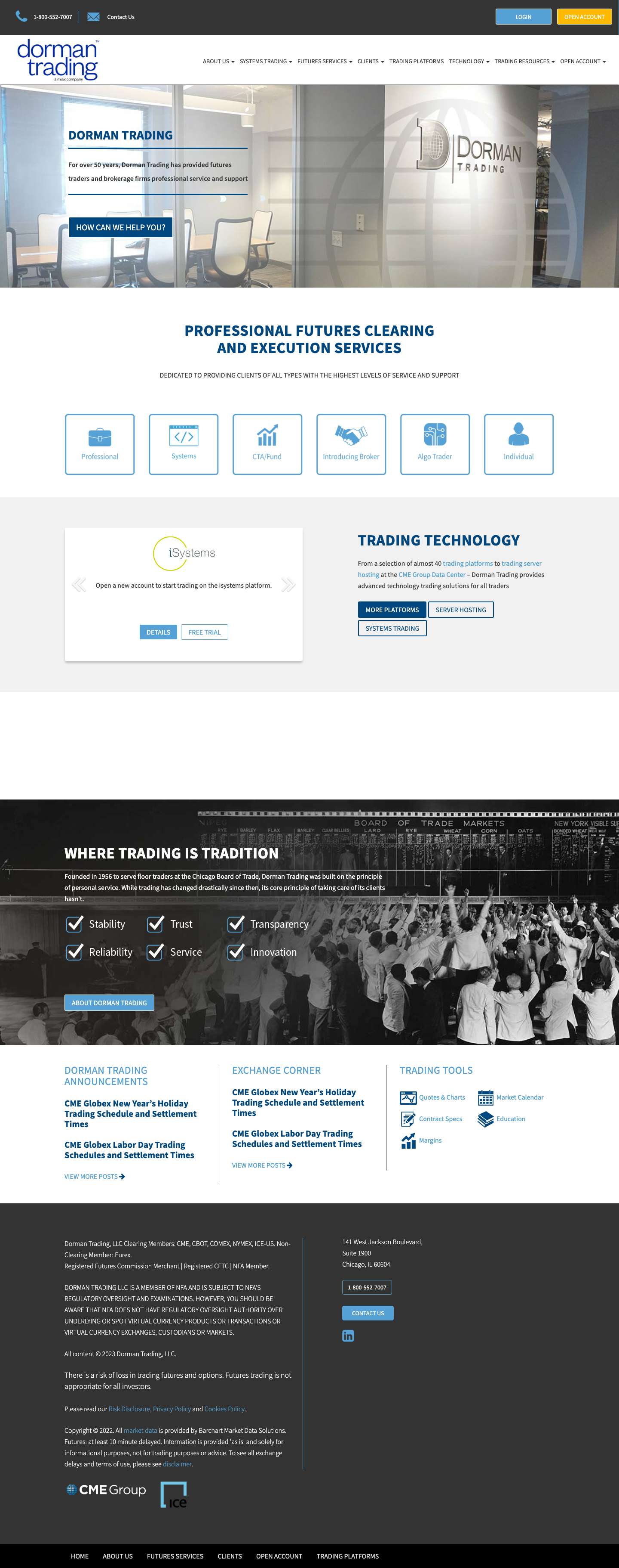 Futures clearing and execution FCM – Dorman Trading - Full Screenshot