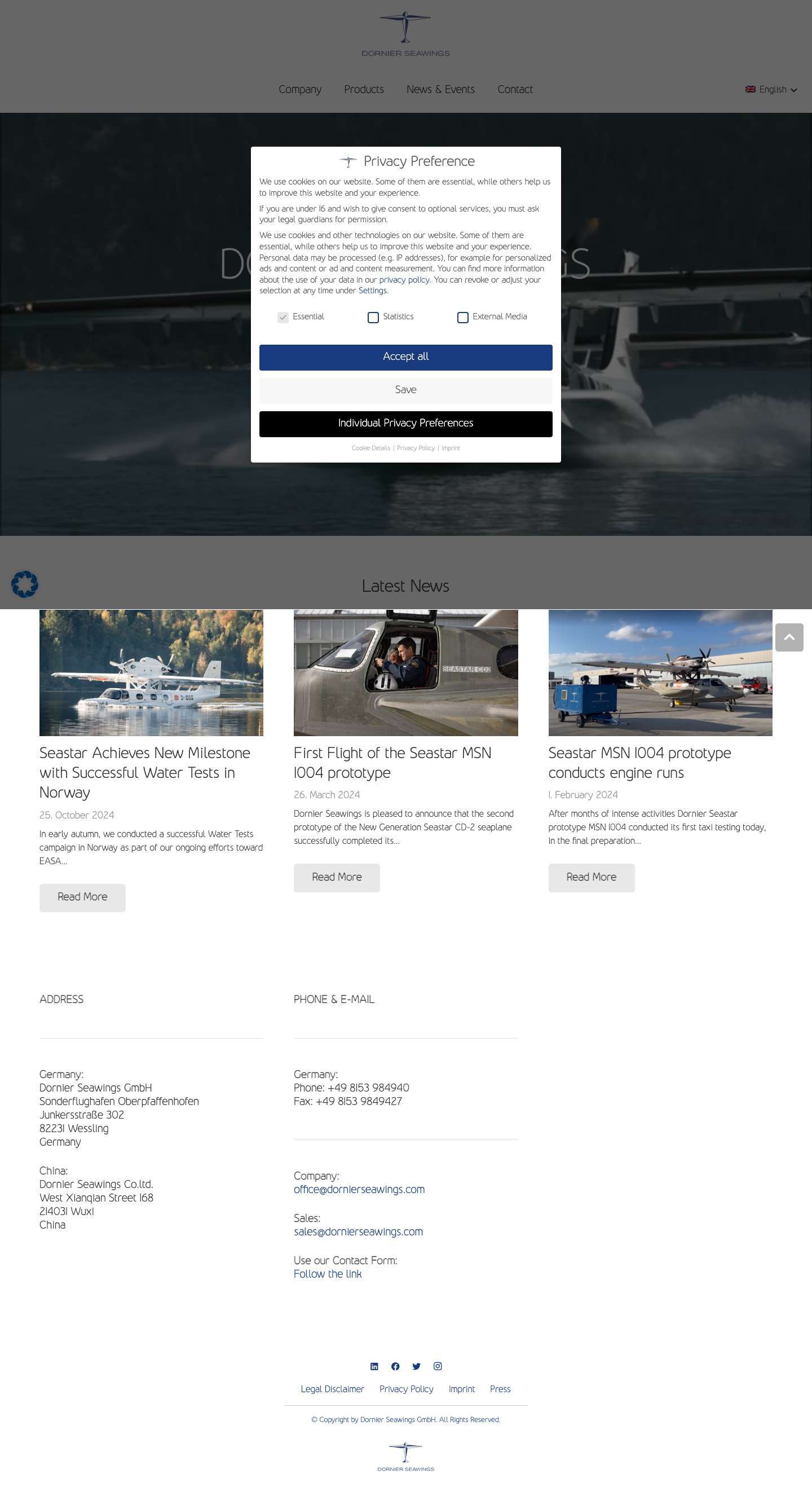 Home | Dornier Seawings - Full Screenshot