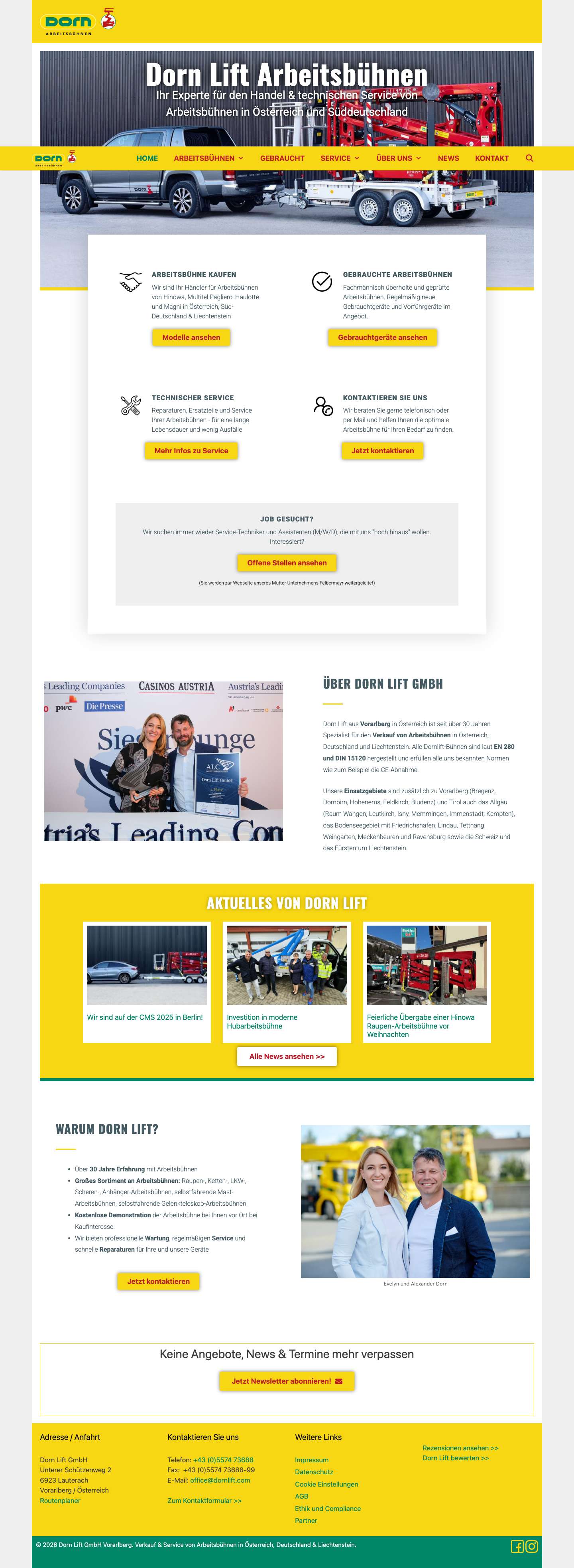 Arbeitsbühnen kaufen in Österreich | Dorn Lift GmbH Vorarlberg - Full Screenshot