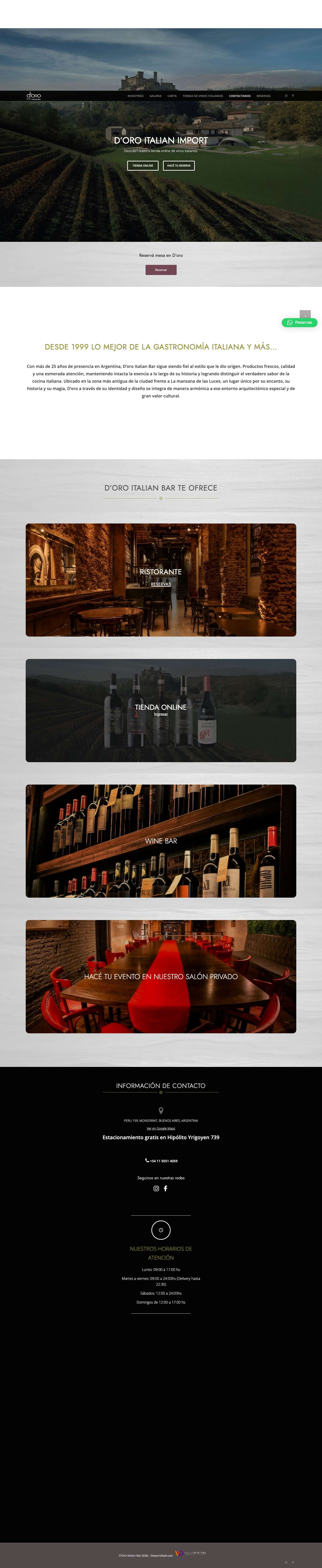 D'Oro Italian Bar - Famosi per la Pasta - Cucina Italiana - Buenos Aires - Full Screenshot