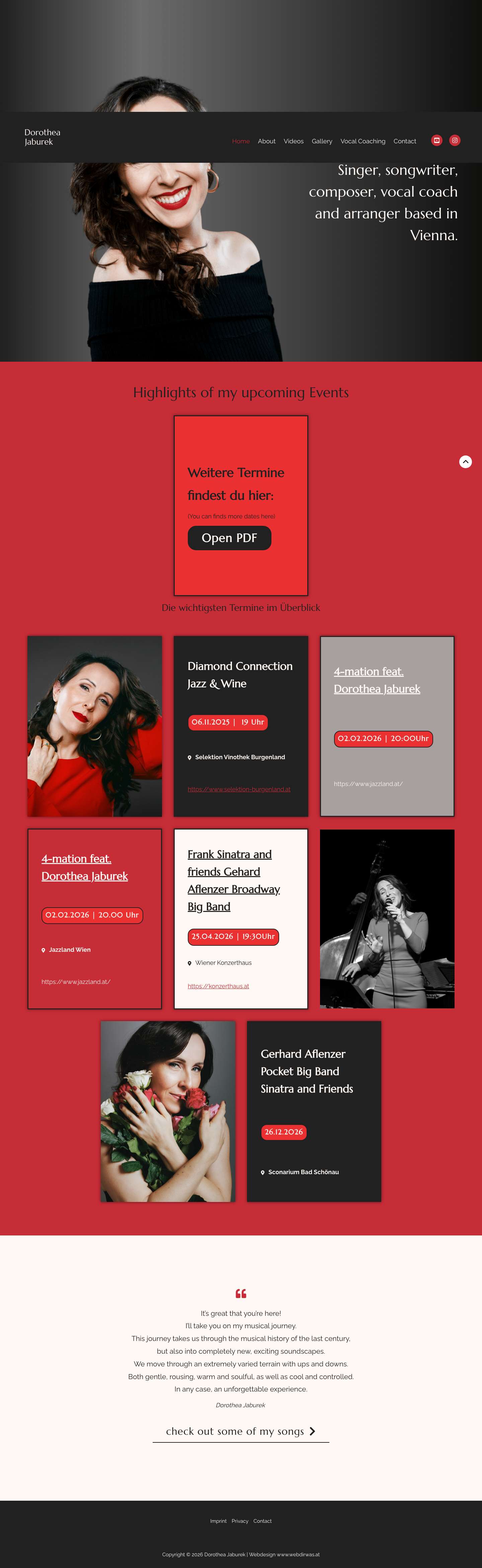 Dorothea Jaburek – Singer | Songwriter | Vocal Coach - Full Screenshot