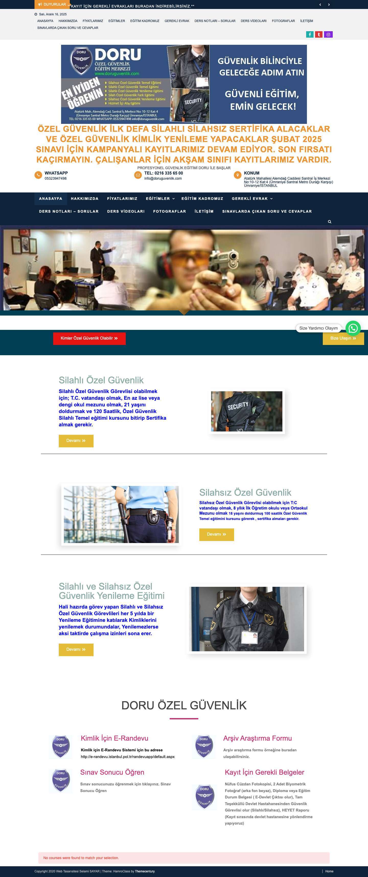 Özel Güvenlik Kursu Fiyatları | 2020 (Silahlı/Silahsız) | Özel Güvenlik Eğitim - Full Screenshot