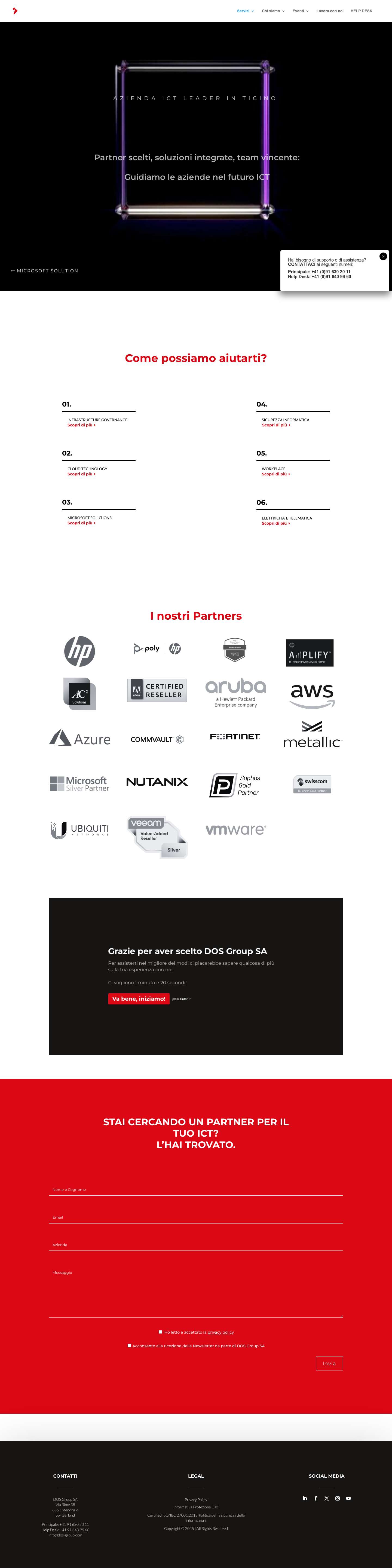 DOS Group - Swiss IT Solutions - Società informatica in Ticino - Full Screenshot