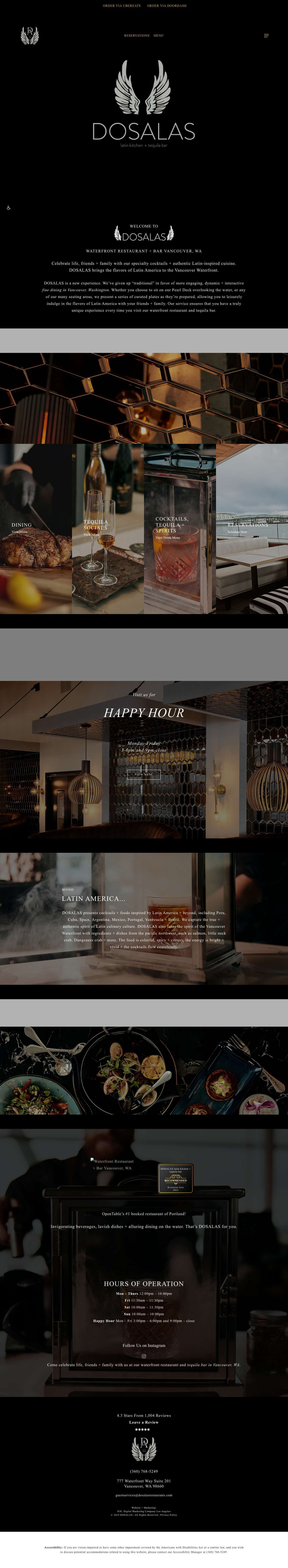 DOSALAS latin kitchen + tequila bar | Fine Dining Vancouver, WA - Full Screenshot