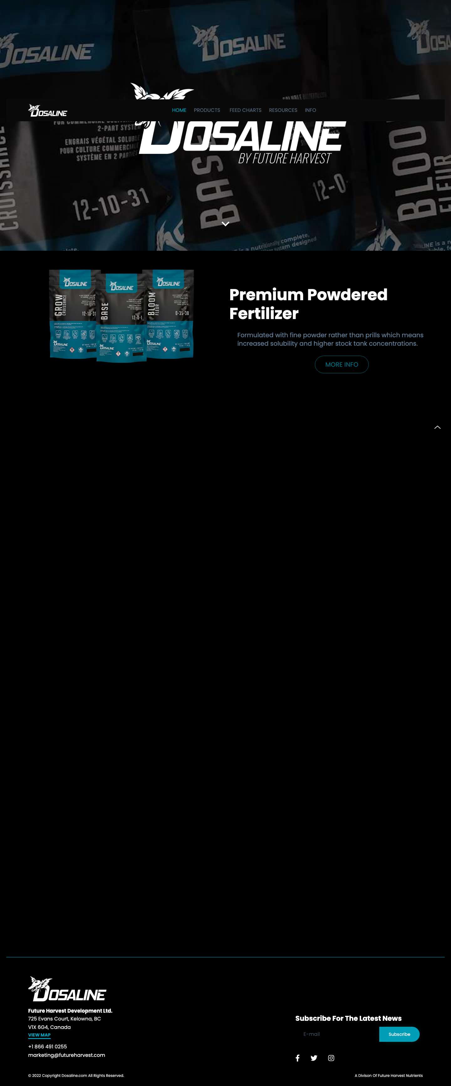 Fine Powder Fertilizer for Premium Cannabis Production - Dosaline.com - Full Screenshot