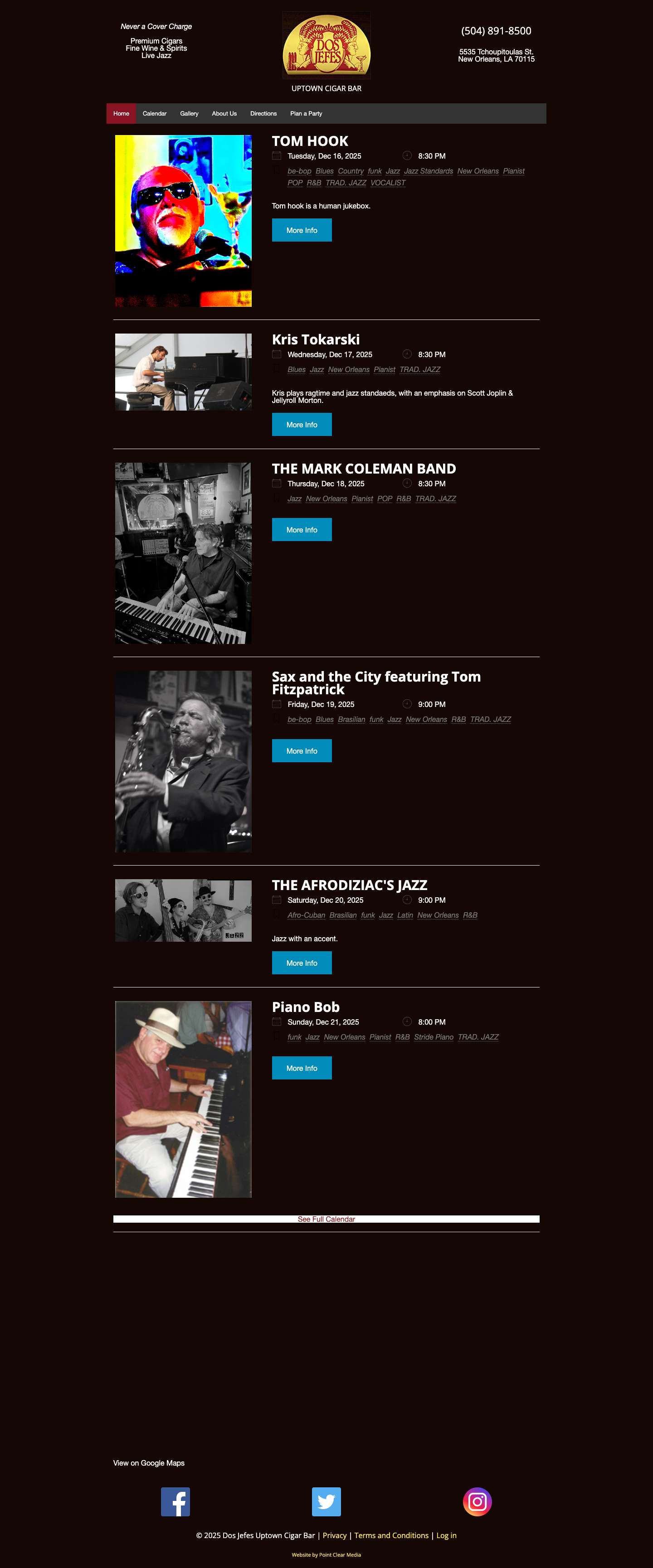 Dos Jefes Uptown Cigar Bar | Live Jazz in New Orleans - Full Screenshot
