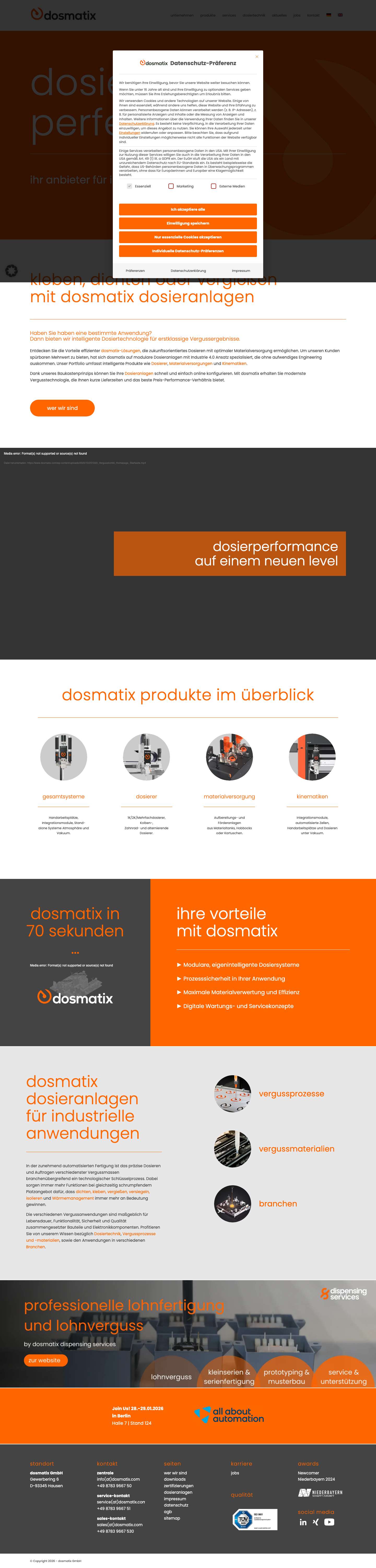 Dosieranlagen und Dosiertechnik | Dosiertechnologie von dosmatixNach oben scrollen - Full Screenshot