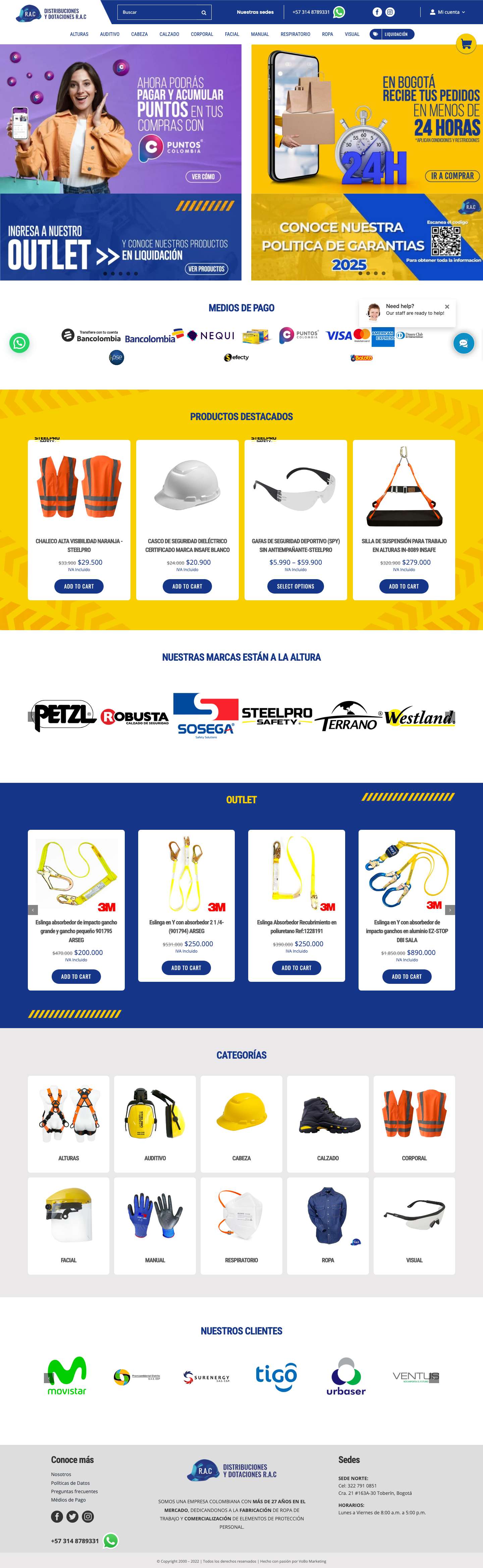 Dotaciones RAC | Ropa De Trabajo | Calzado Industrial | Epps - Full Screenshot