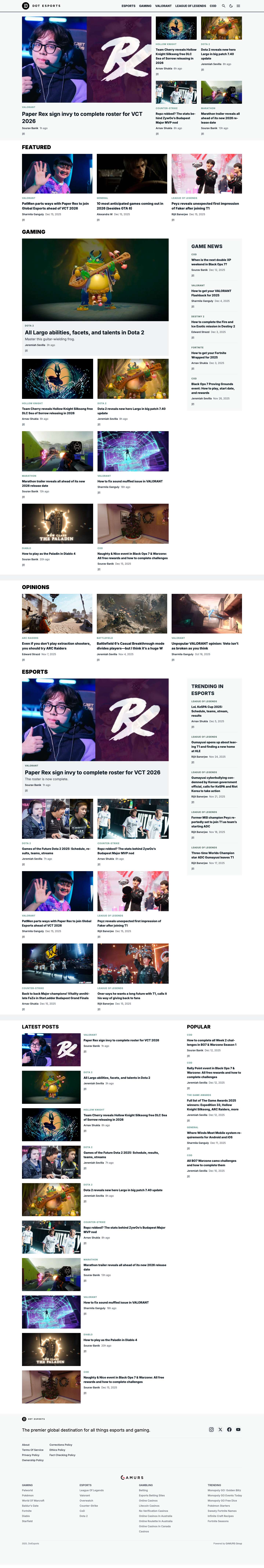 Dot Esports - Gaming and Esports News, Analysis, and Guides - Full Screenshot