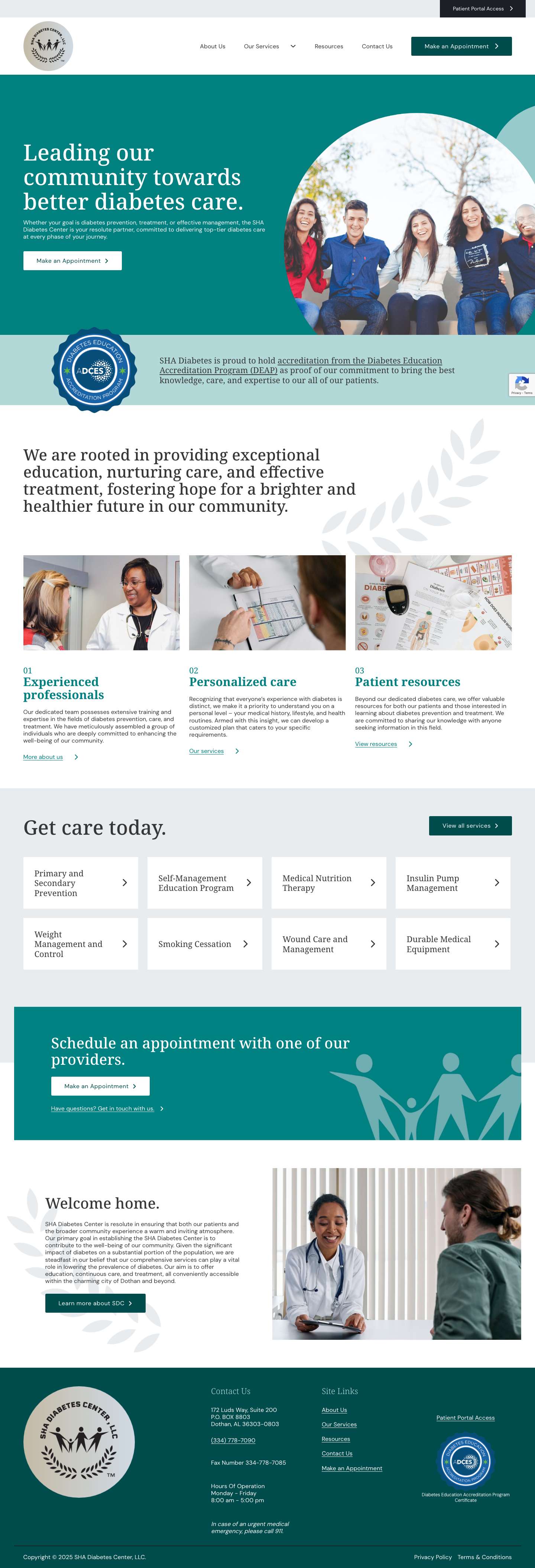 SHA Diabetes Center - Prevention, Treatment, & Management - Full Screenshot