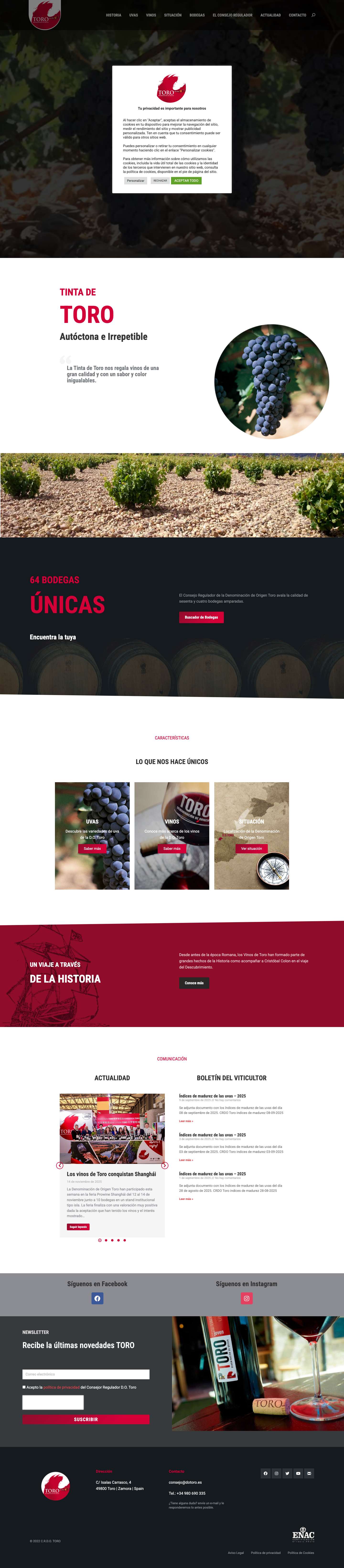 D.O. Toro – Vinos de la Denominación de Origen Toro - Full Screenshot