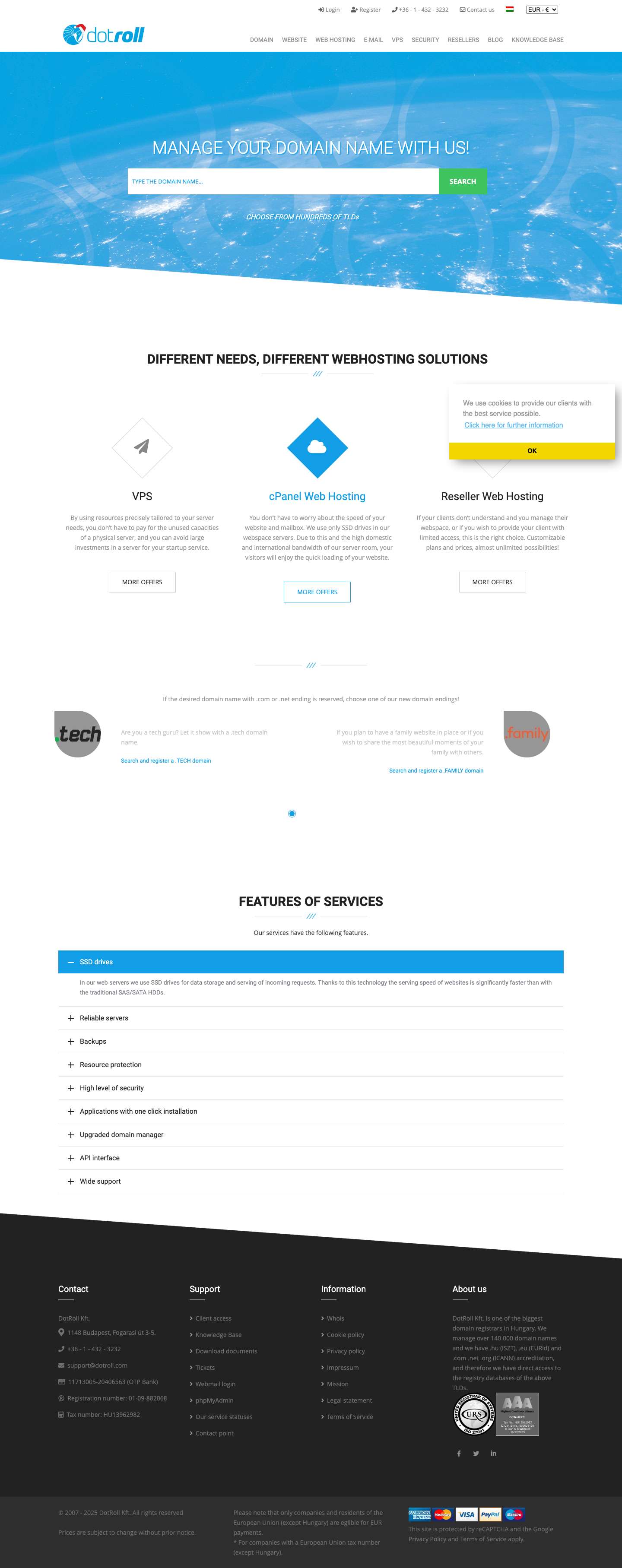 Reliable Web Hosting & Domain Services | DotRoll - Full Screenshot
