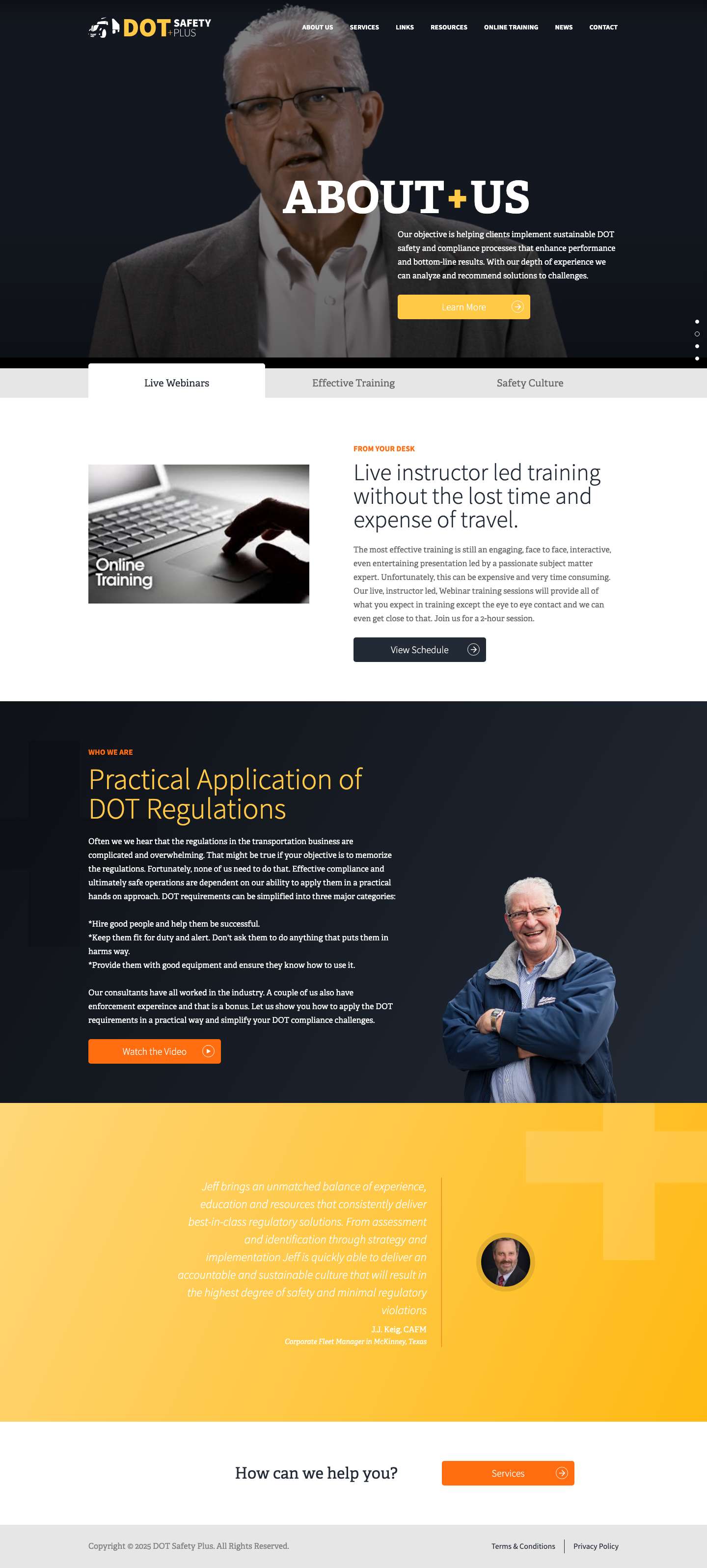DOT Safety Plus | An effective Safety and Compliance Culture is not about the DOT. Wecna help you design and implement effective performance procedures that will facilitate getting everyone home safe to their families. - Full Screenshot
