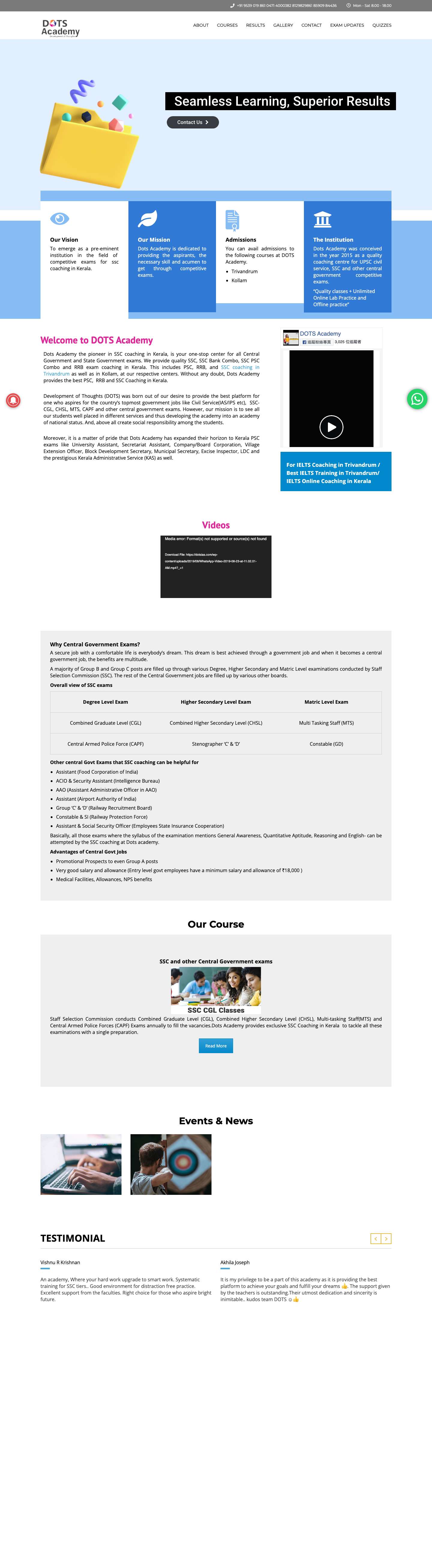 SSC Online Coaching Kerala | SSC CGL Coaching in Trivandrum - Full Screenshot