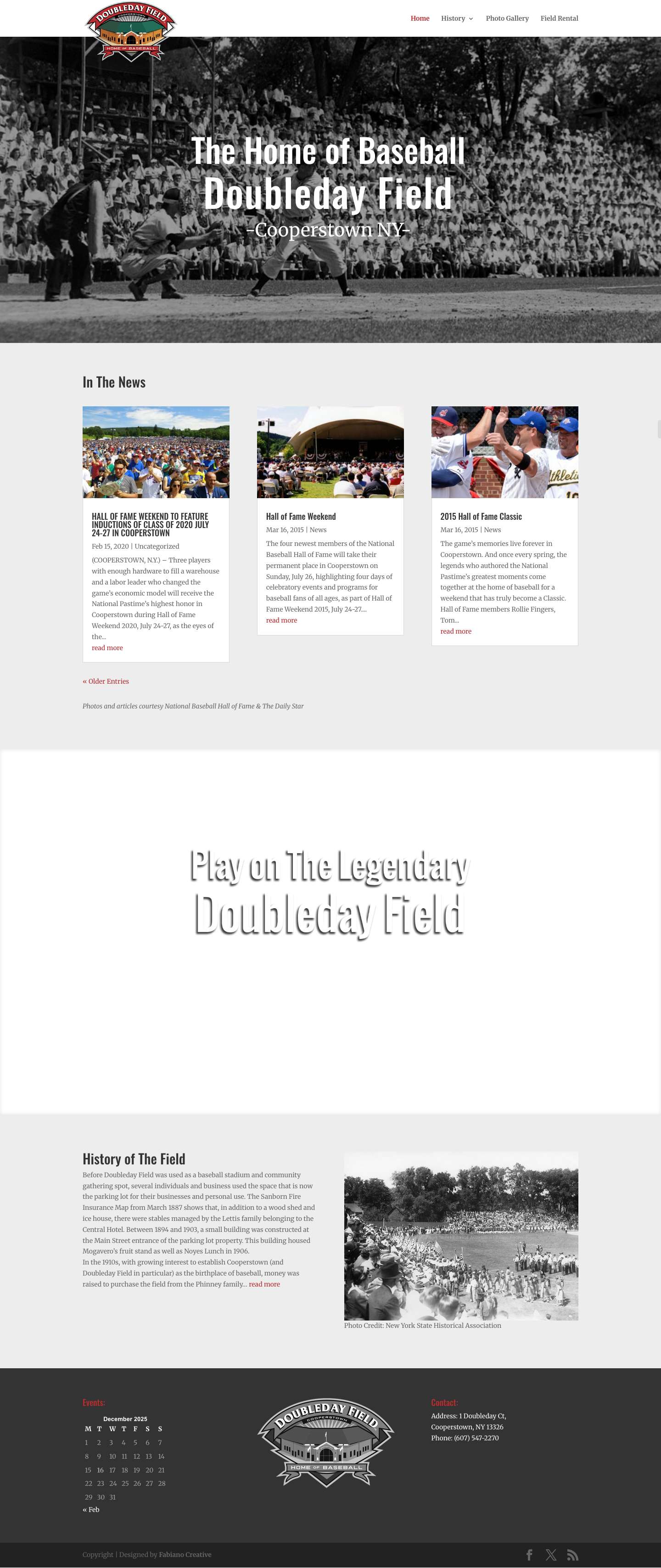 Doubleday Field | The Home of Baseball - Full Screenshot