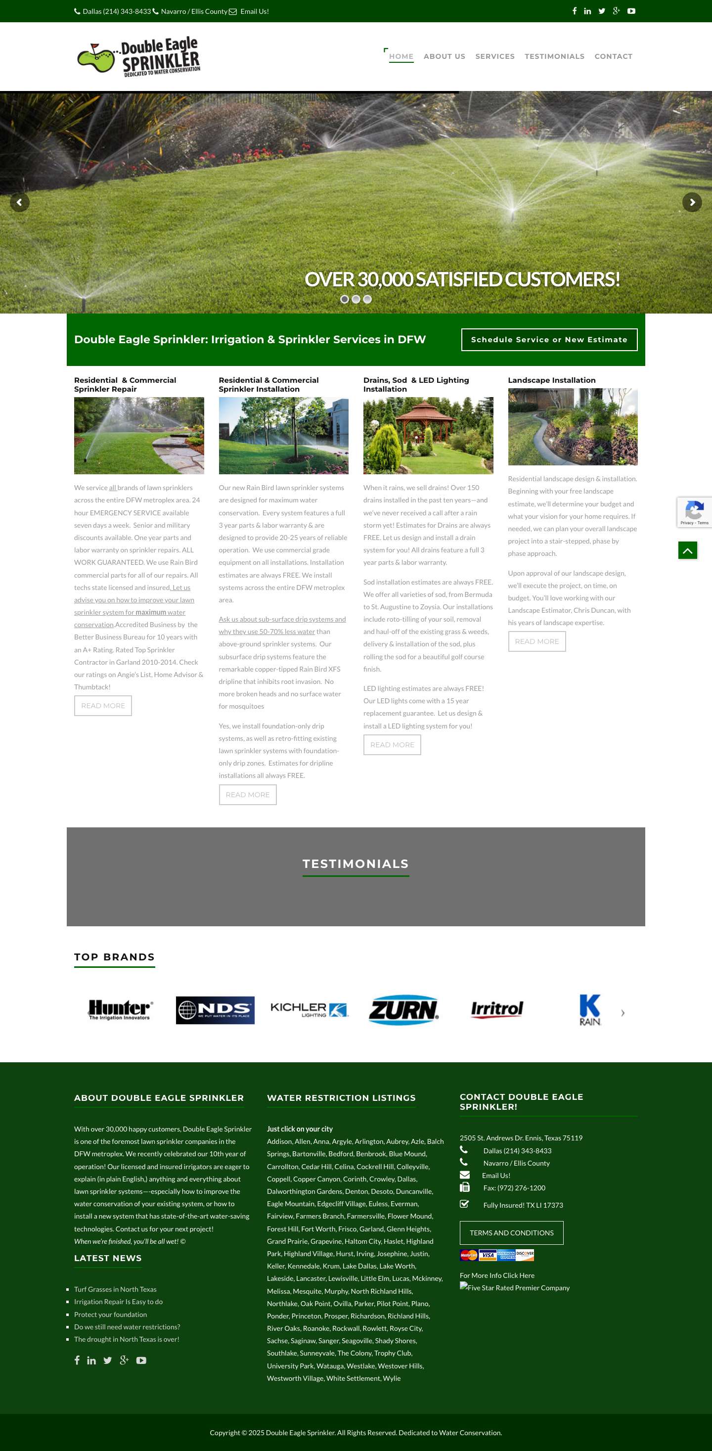 Sprinkler Repair & Installation Services in North TexasRainMasters Irrigation - Lawn Sprinkler Repair & Irrigation Services - Full Screenshot