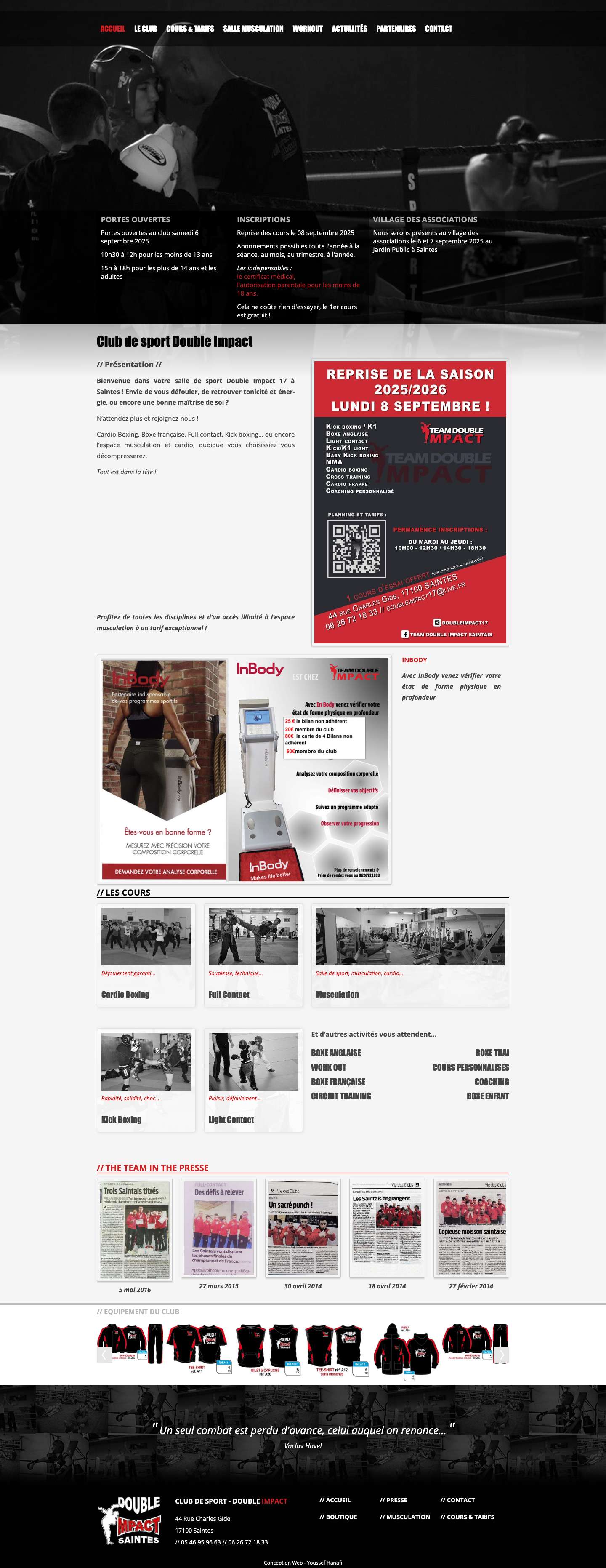 Club & Salle de sport à Saintes - Double Impact 17 - Full Screenshot