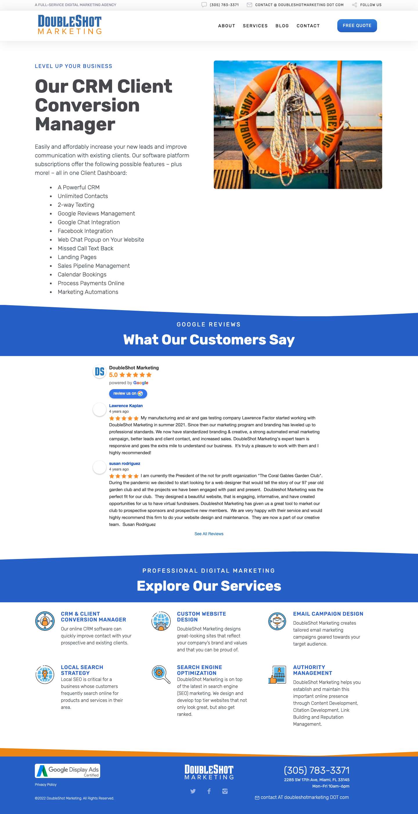 DoubleShot Marketing - A full-service digital marketing agency offering SEO, PPC, Websites, Mobile, Local, Appointments, Authority and Social Media Management - Full Screenshot