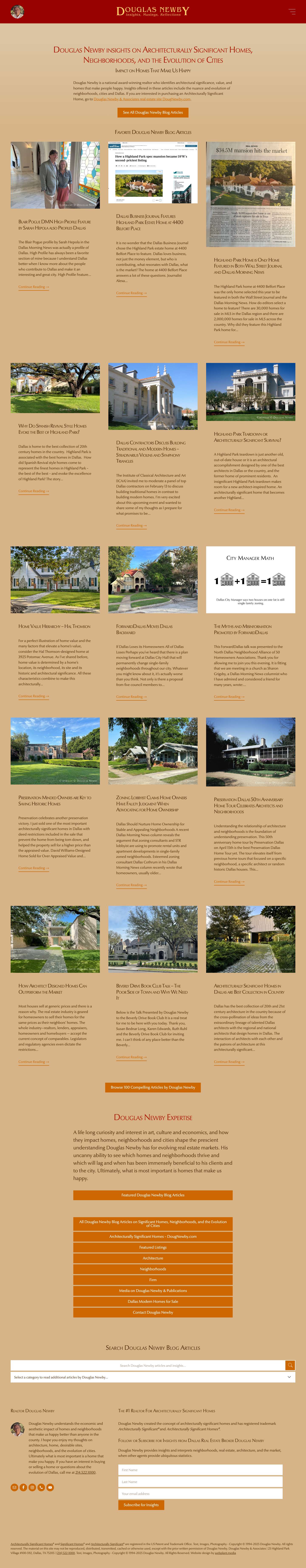 Douglas Newby Insights on Architecturally Significant Homes, Neighborhoods, and the Evolution of CitiesEmailFacebookInstagramPhoneYouTube - Full Screenshot