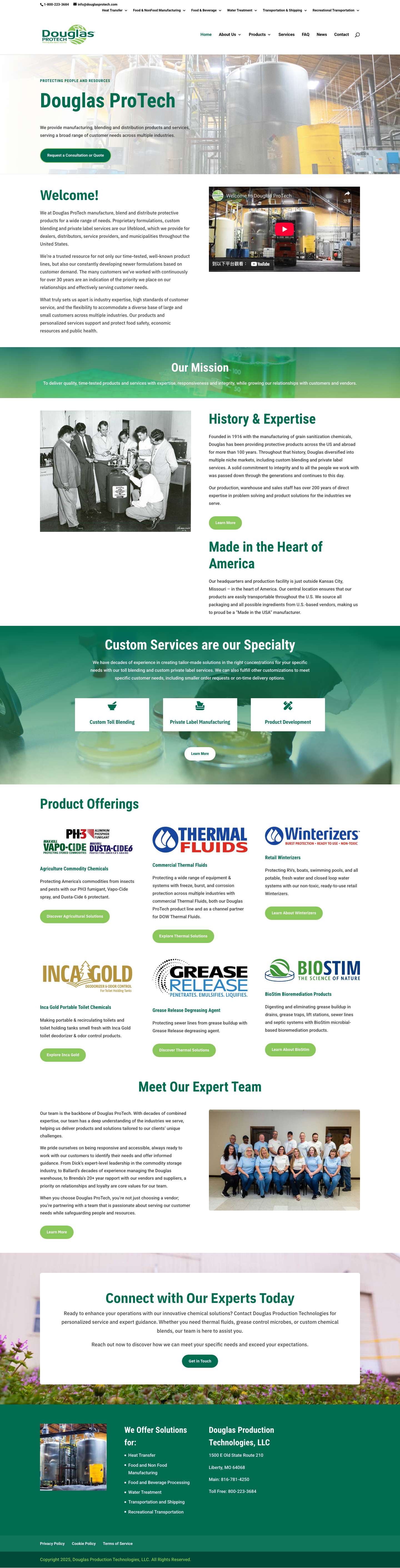 Chemical Solutions Manufacturer | Douglas ProTech - Full Screenshot